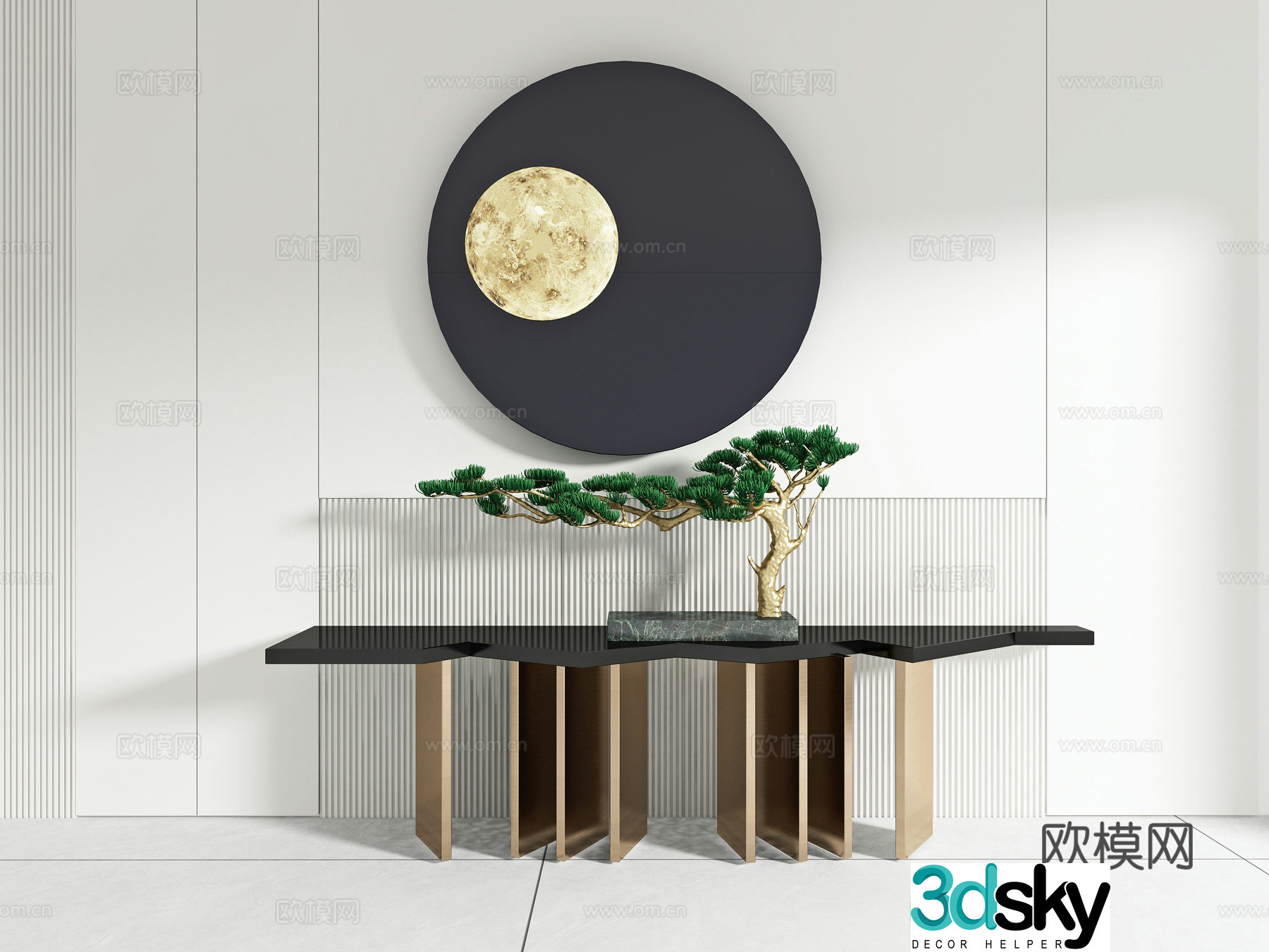 Chinese style entrance cabinet side cabinet 3D model