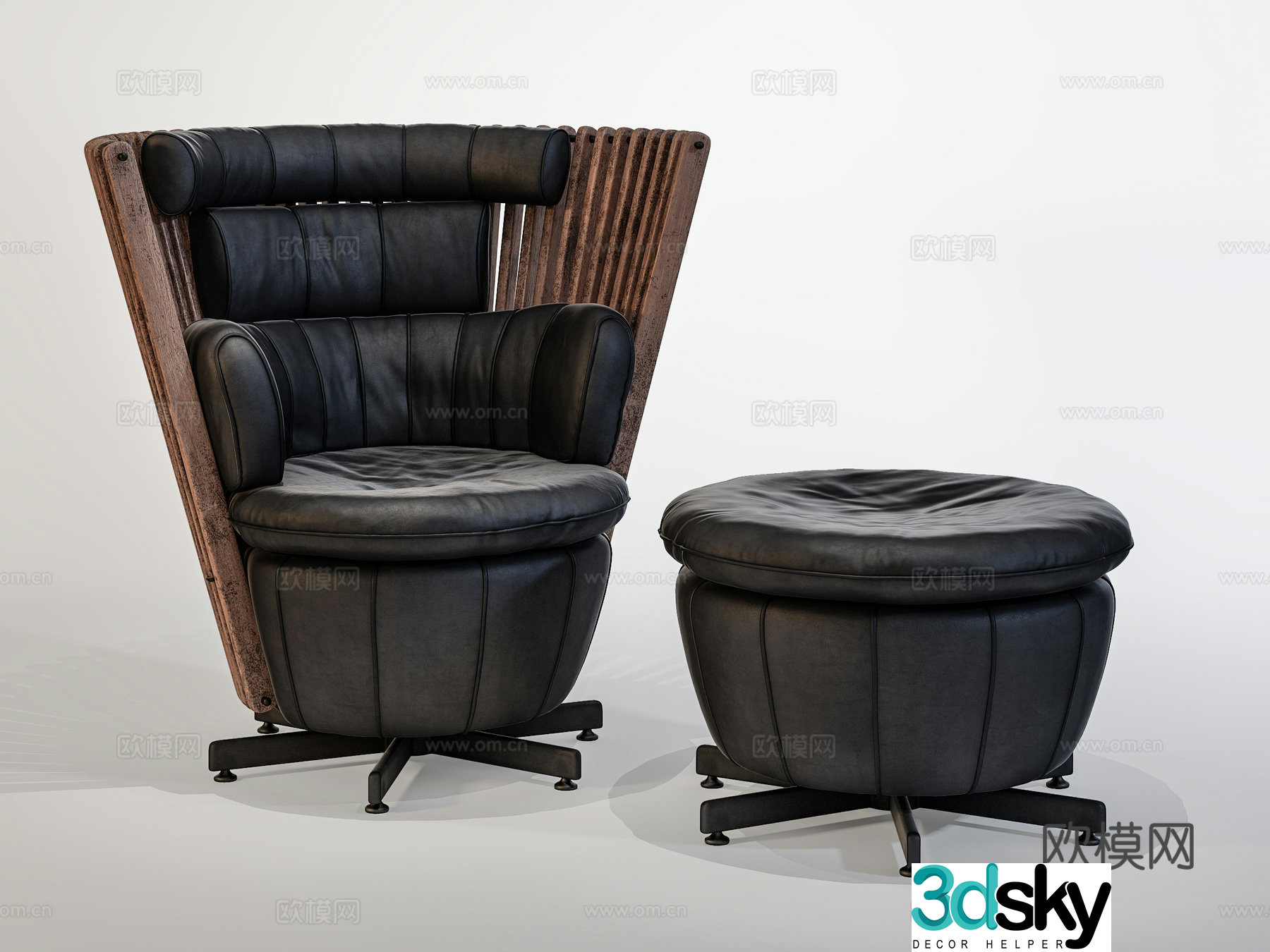 Modern outdoor chair casual single chair foot pedal low stool 3d model