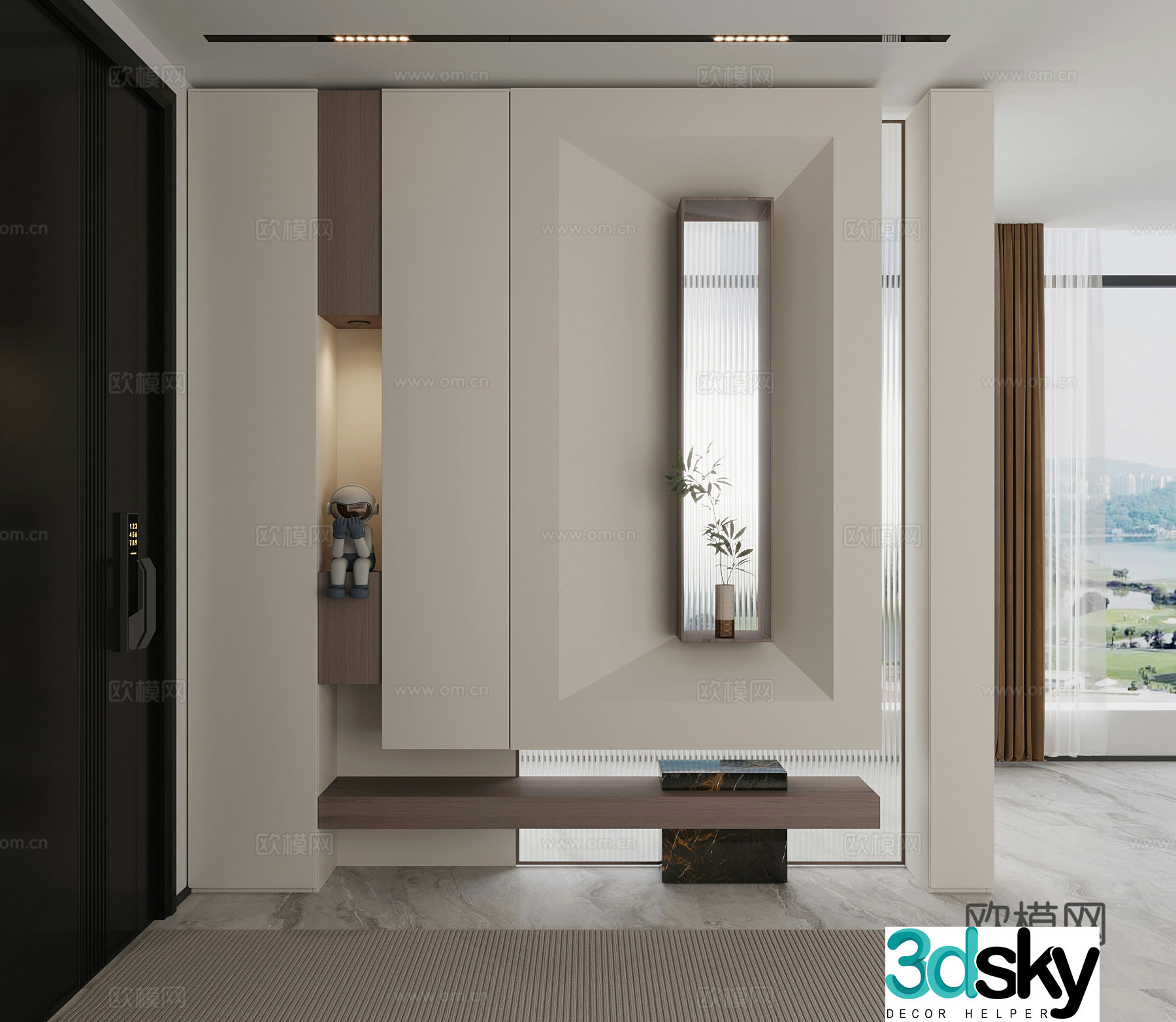 Modern Italian style entrance hall entrance hall cabinet shoe cabinet 3d model