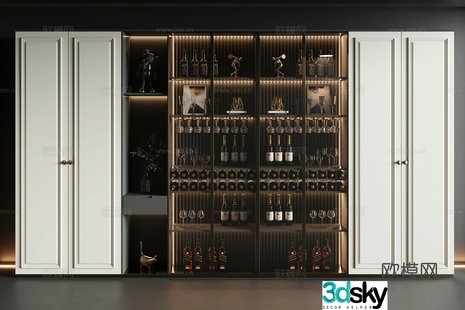 French wine cabinet 3D model
