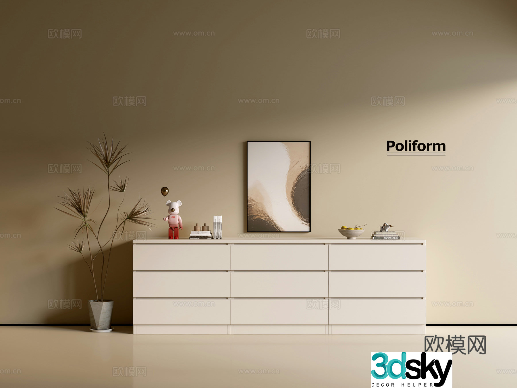 Modern cream wind chest of cabinet ins wind minimalist wind cabinet whole cabinet sideboard balcony cabinet 3d model