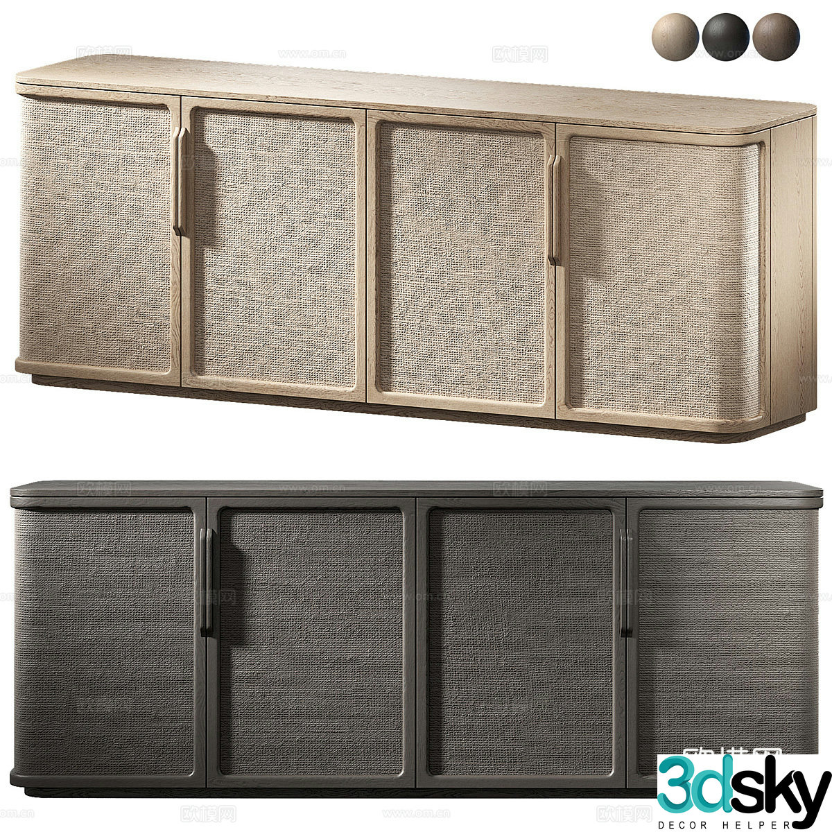 New Chinese style Wasabi TV cabinet side cabinet low cabinet 3D model