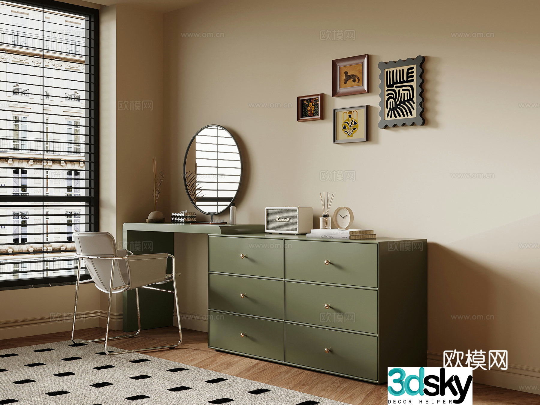 French retro style dressing table 3d model