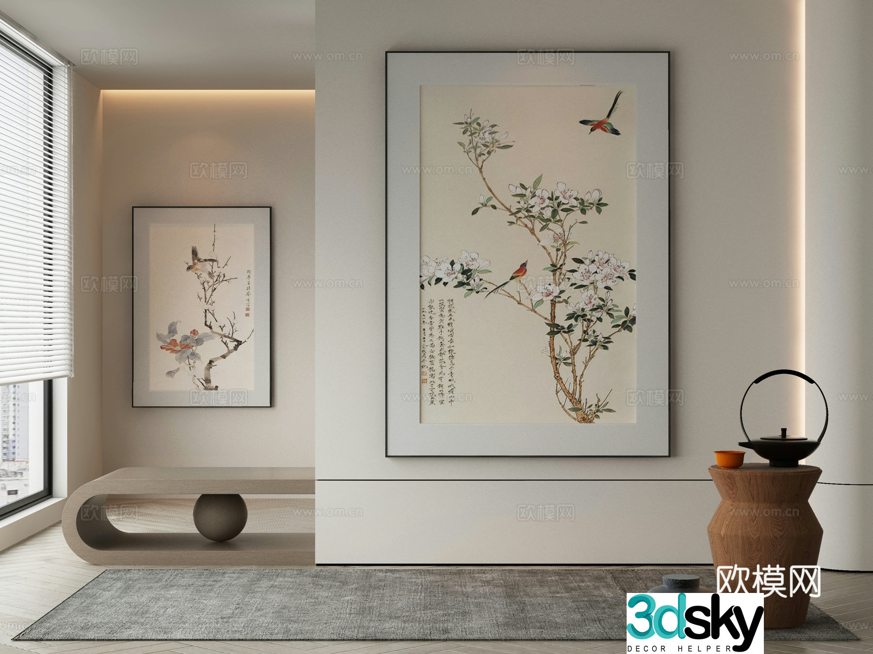 New Chinese style wasabi paintings oil paintings 3D model