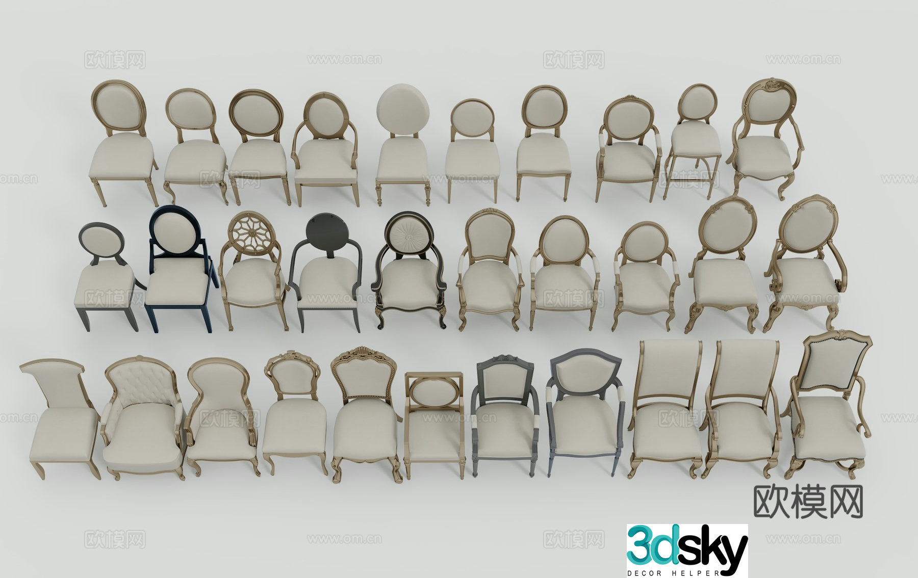 European neoclassical chair 3d model