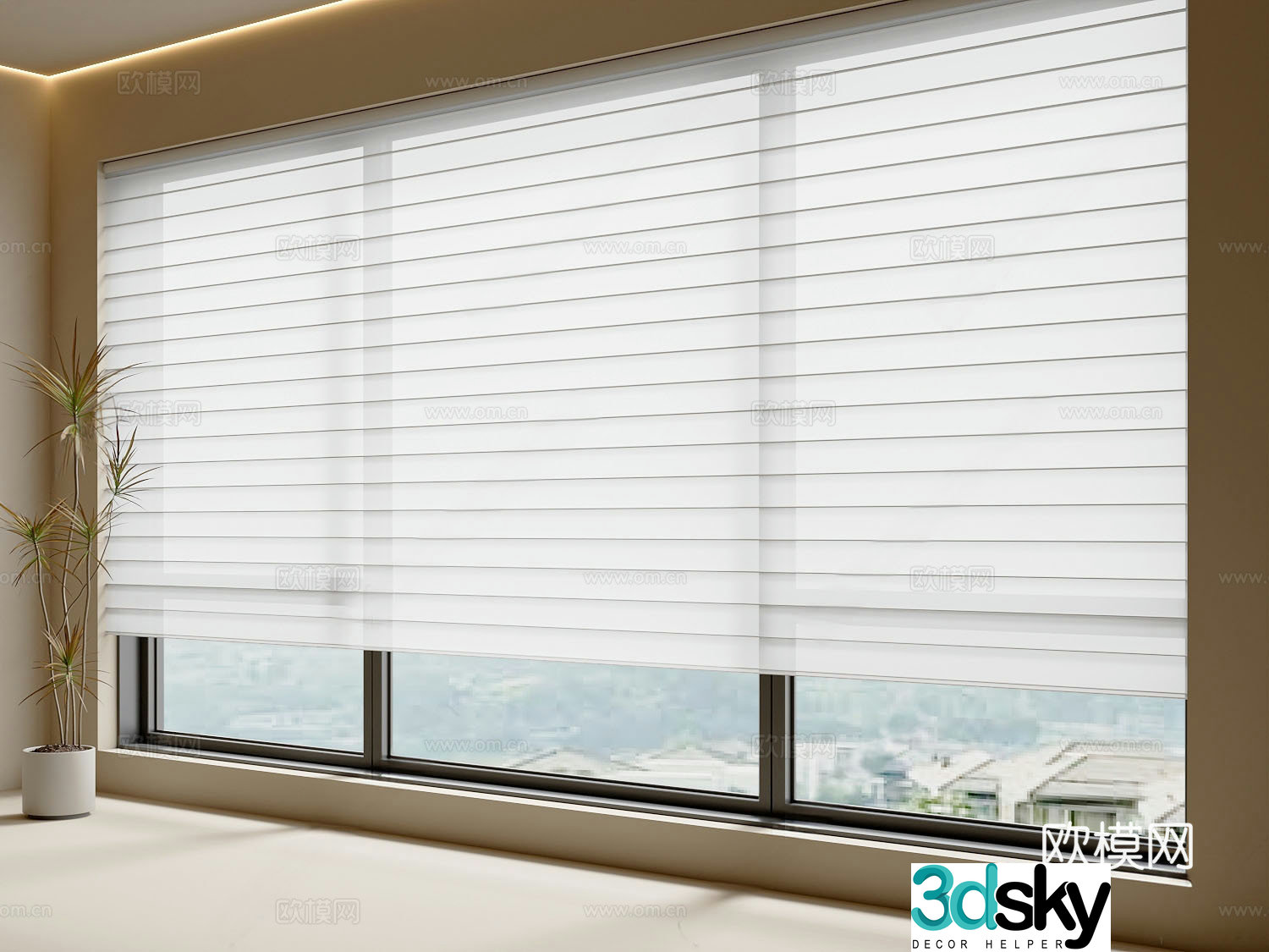 Modern Shangri-La Curtain Blackout Curtain Gauze 3D Model