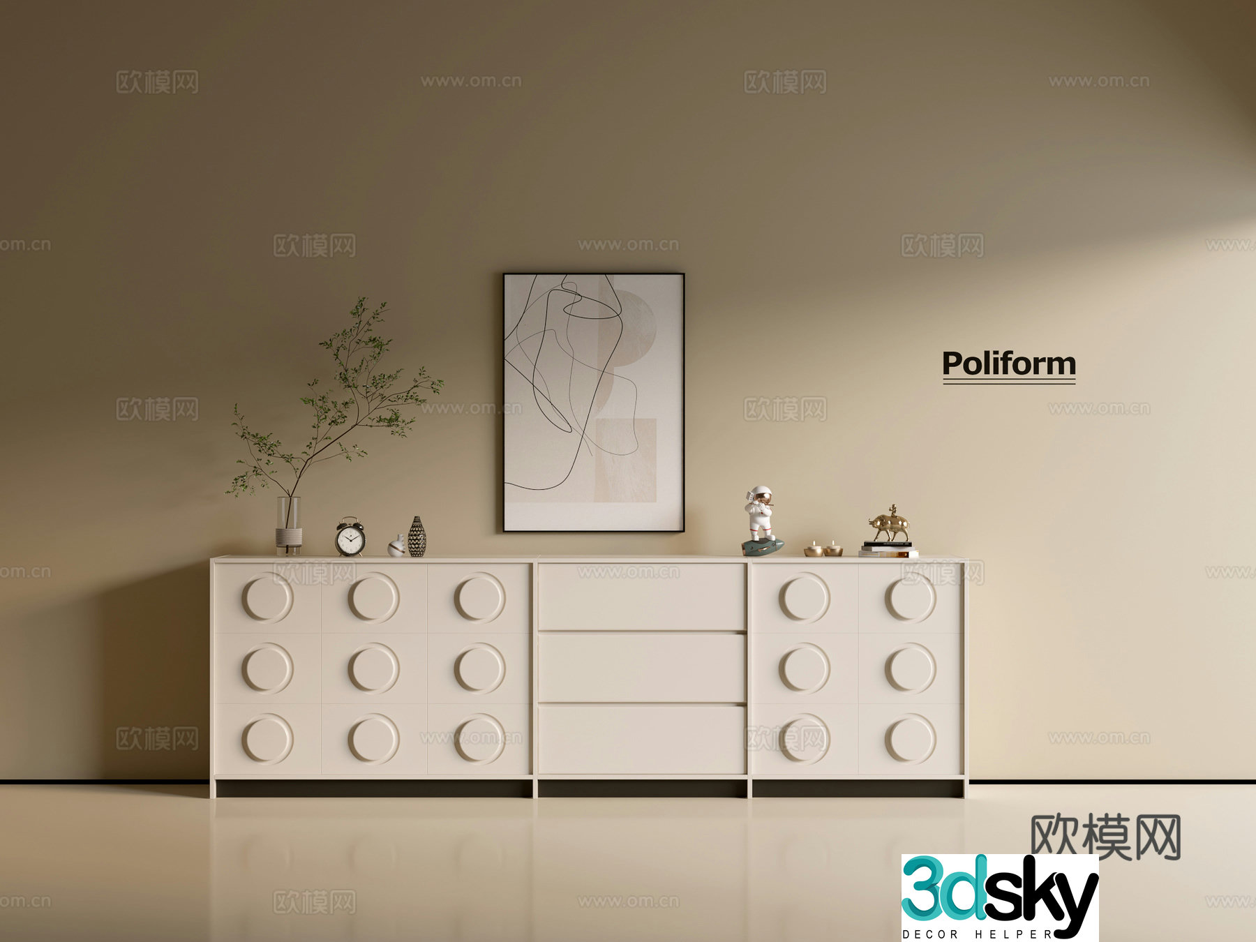 Modern cream wind chest of cabinet ins wind minimalist wind cabinet whole cabinet sideboard balcony cabinet 3d model