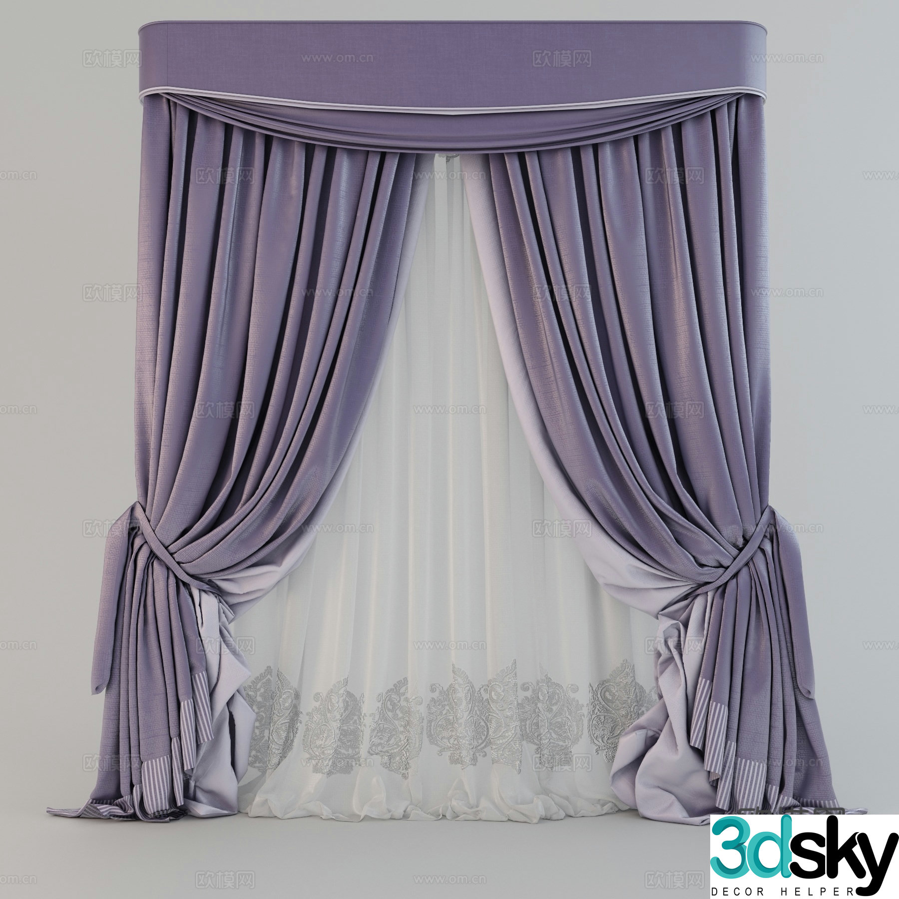 Modern curtains fabric curtains girls room curtains 3d model