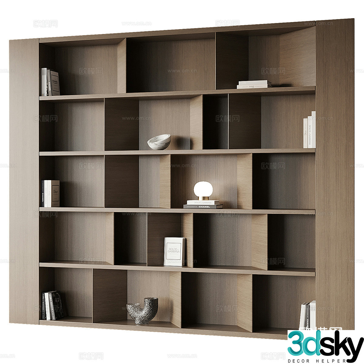 Modern Italian minimalist decorative bookcase 3D model