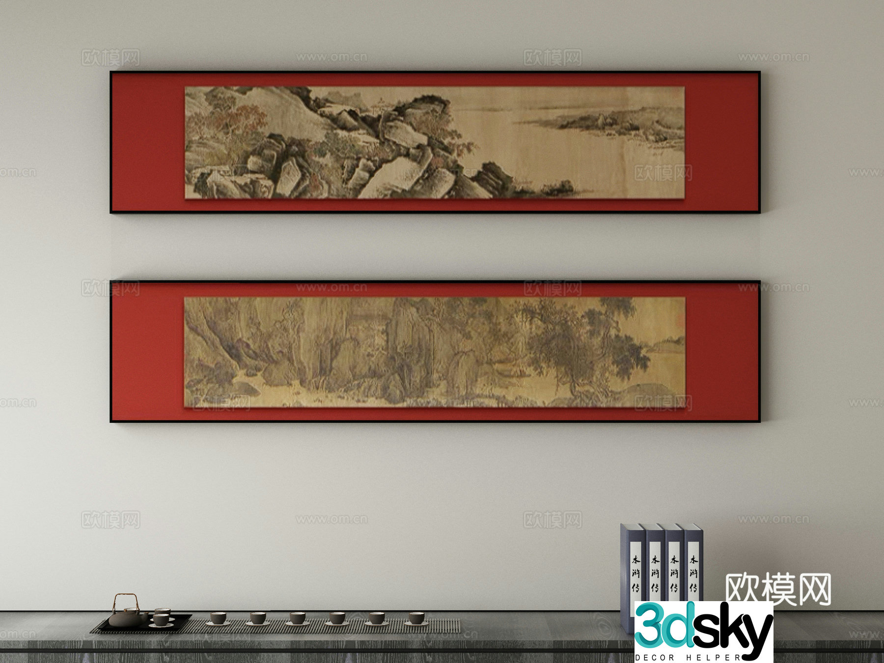 New Chinese style wasabi paintings oil paintings 3D model