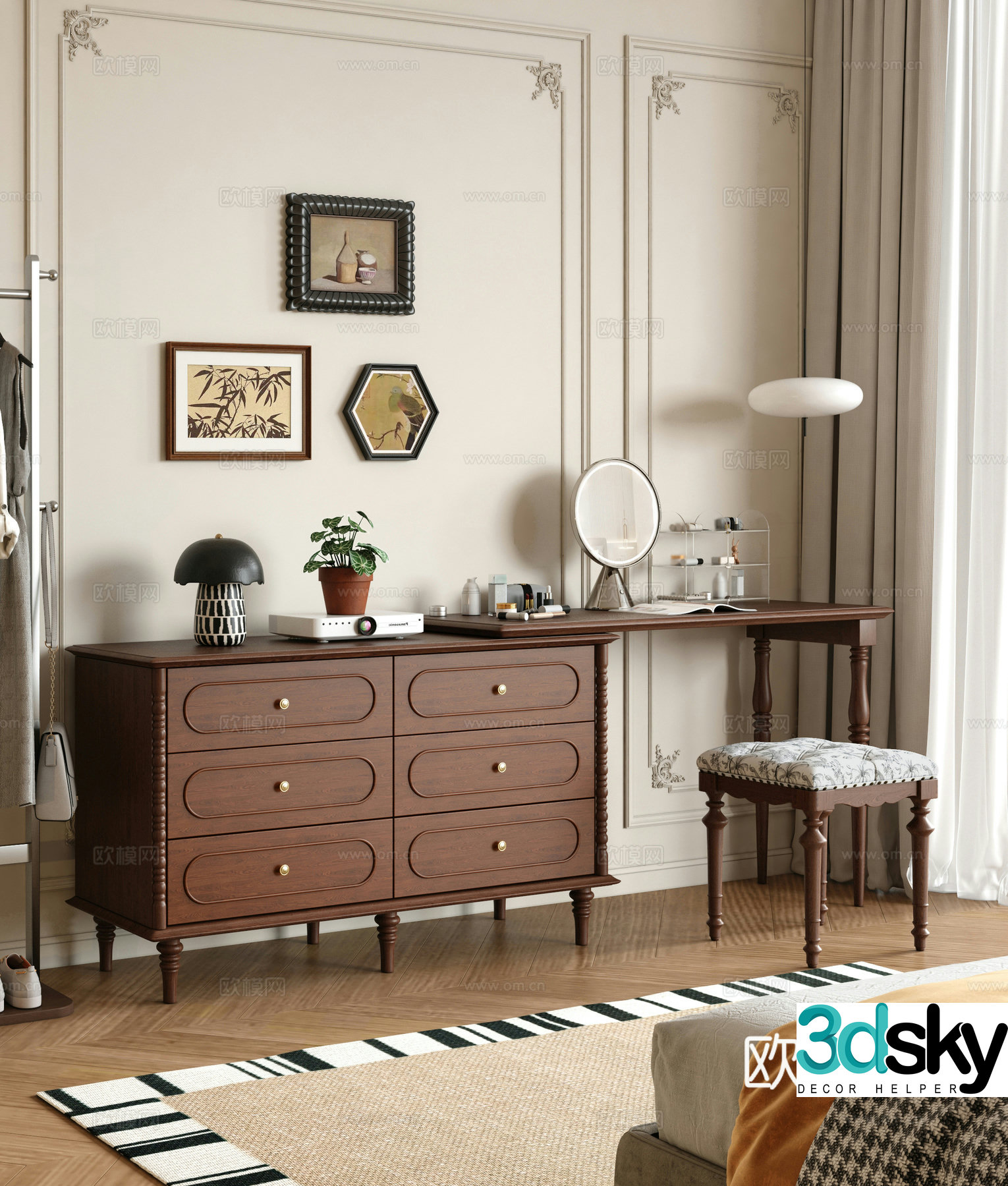 French dressing table Finished dressing table American dressing table 3D model