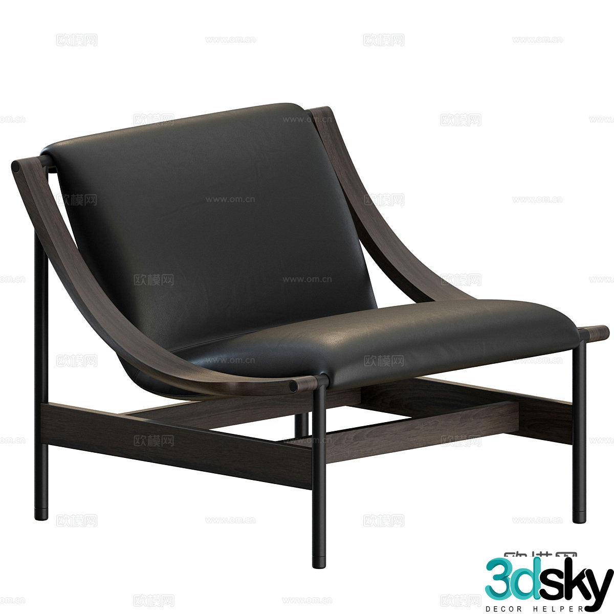 Modern art fabric leather armchair 3d model