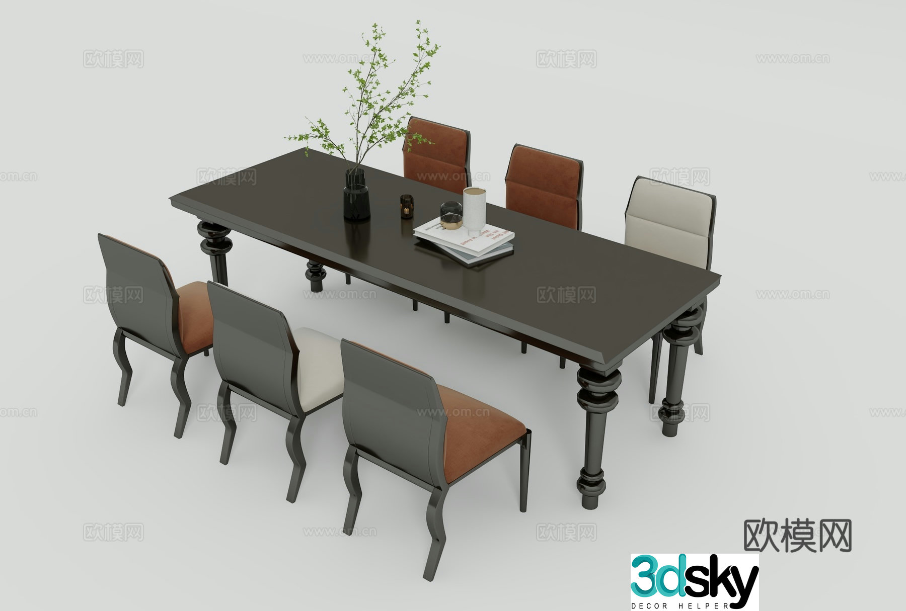 Modern dining table and chair 3d model