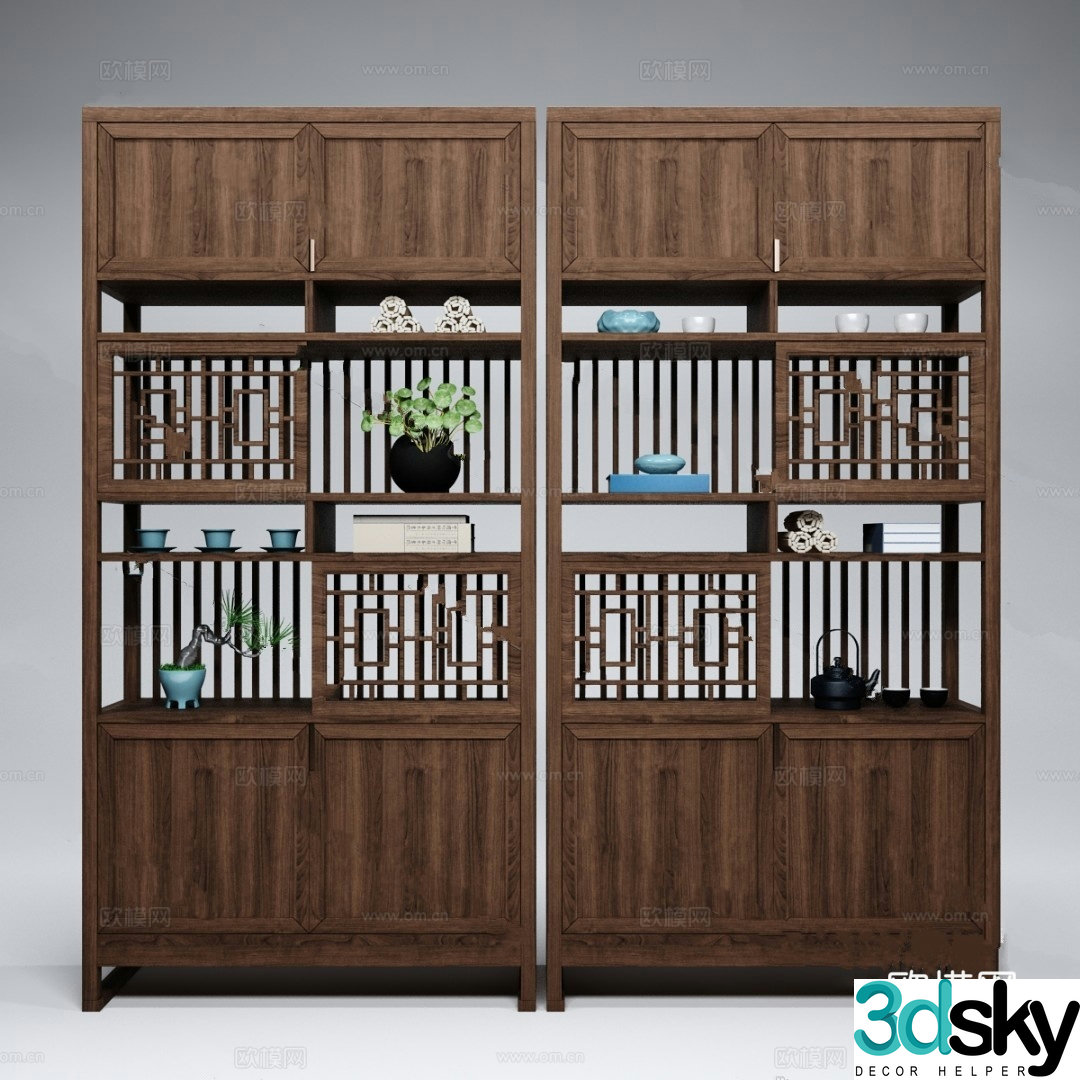 Chinese bookcase model 3d model