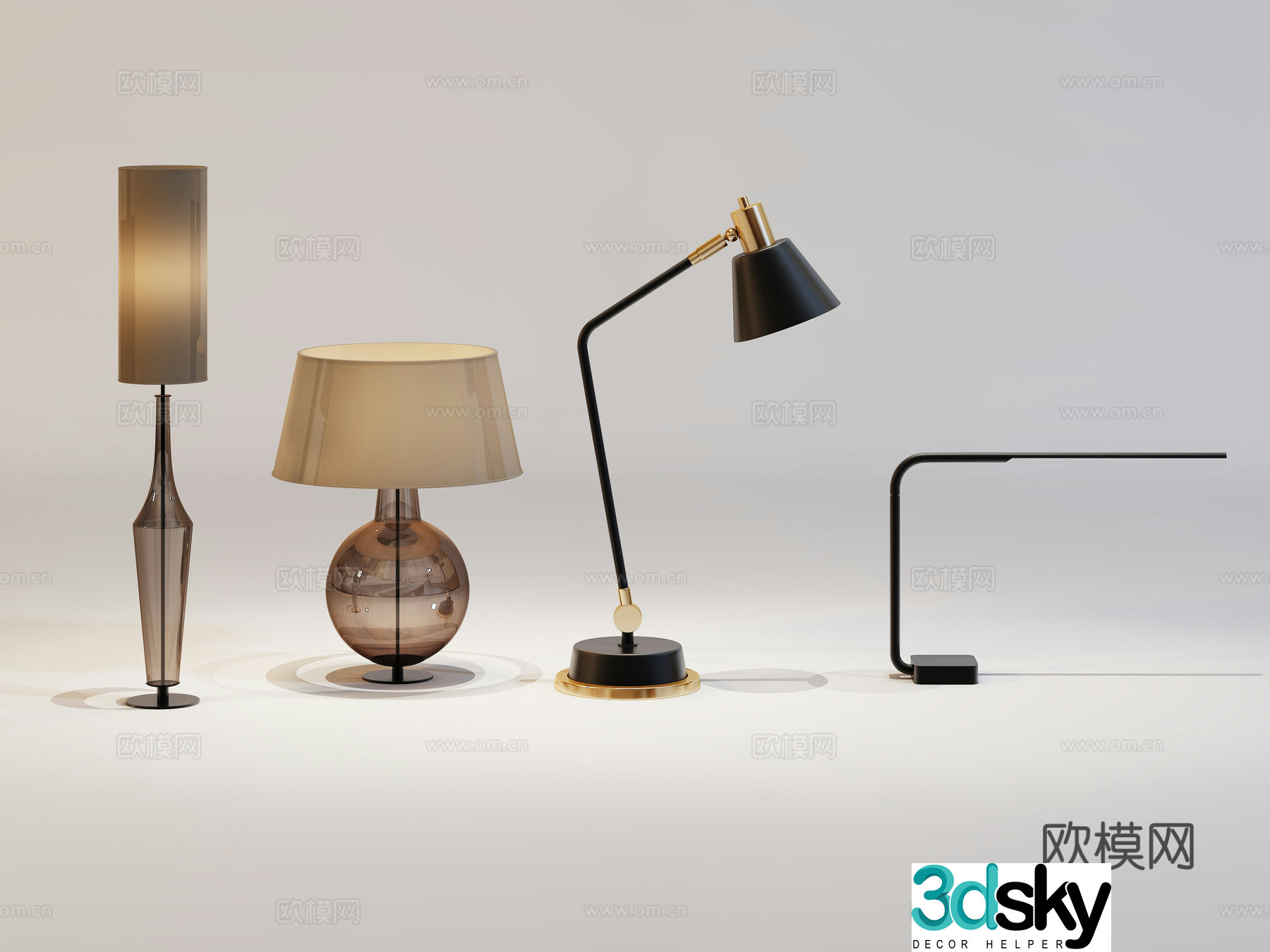 Modern desk lamp combination crystal desk lamp simple desk lamp 3D model