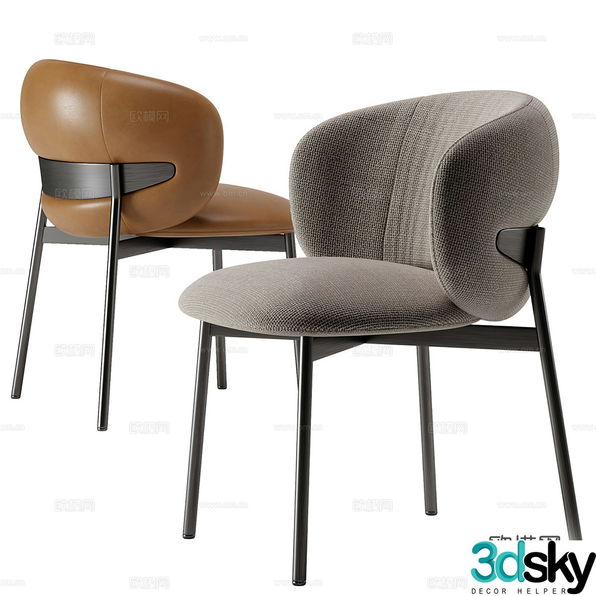 Modern Italian fabric leather chair 3d model