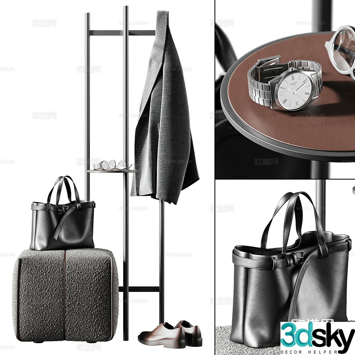 Modern Italian minimalist floor-standing clothes hanger 3D model