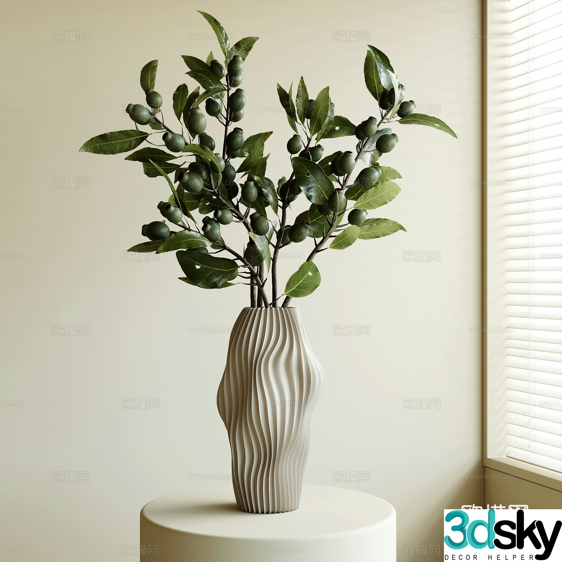 Modern vase flower art 3d model