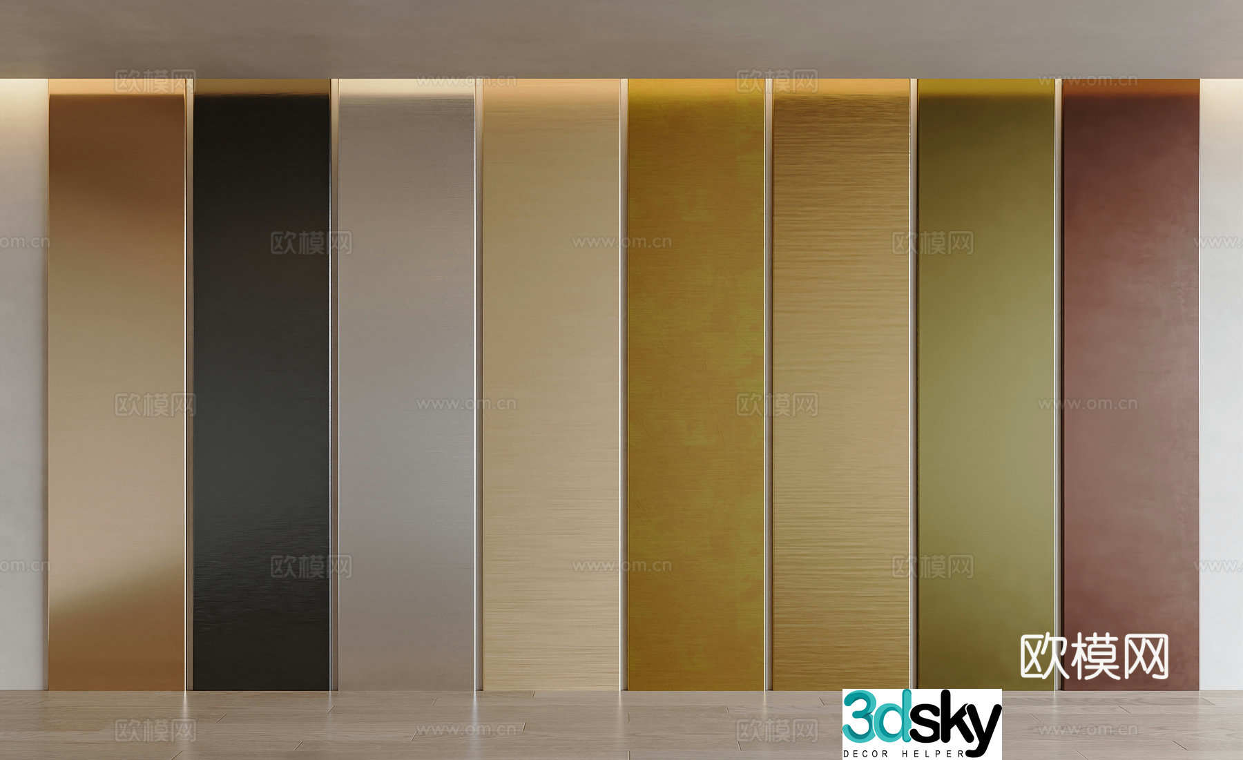 Modern wall panel Metal wall panel Metal plate Brushed metal Bronze metal Brushed stainless 3D model