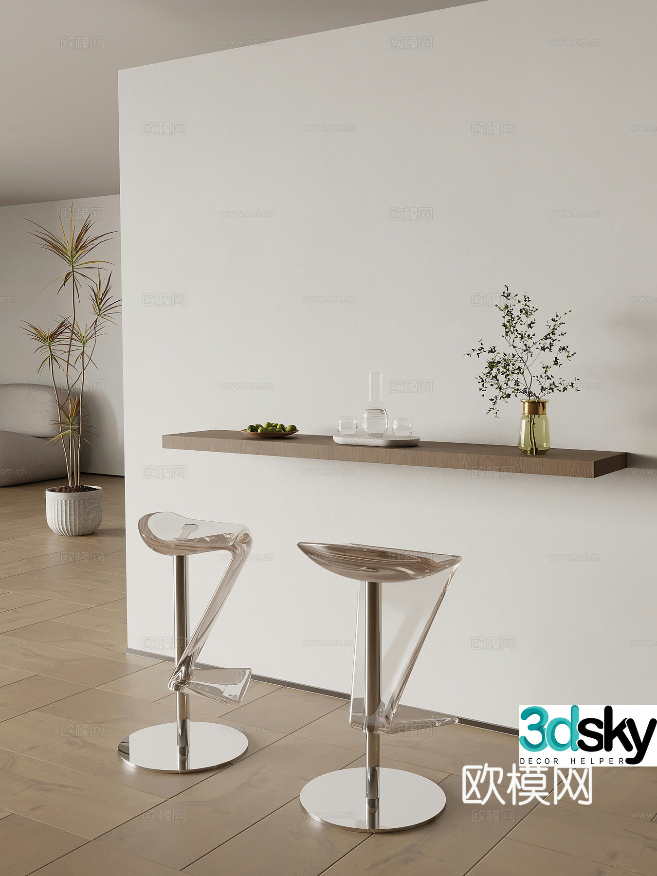 Modern bar bar chair 3d model