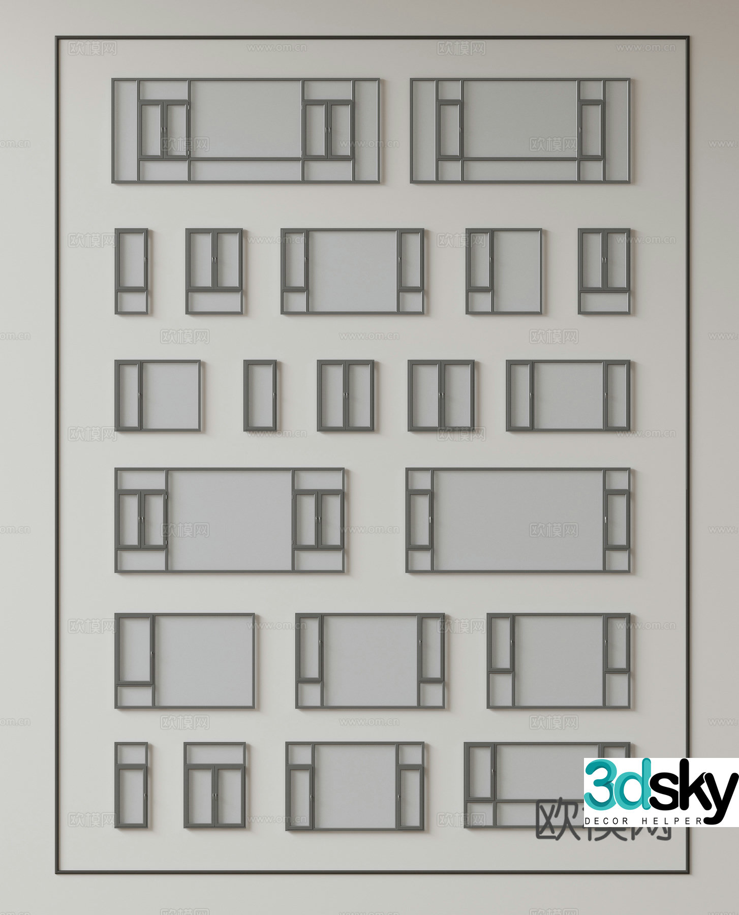 Modern window combination window glass window floor-to-ceiling window balcony window bay window bedroom window sliding window 3D model