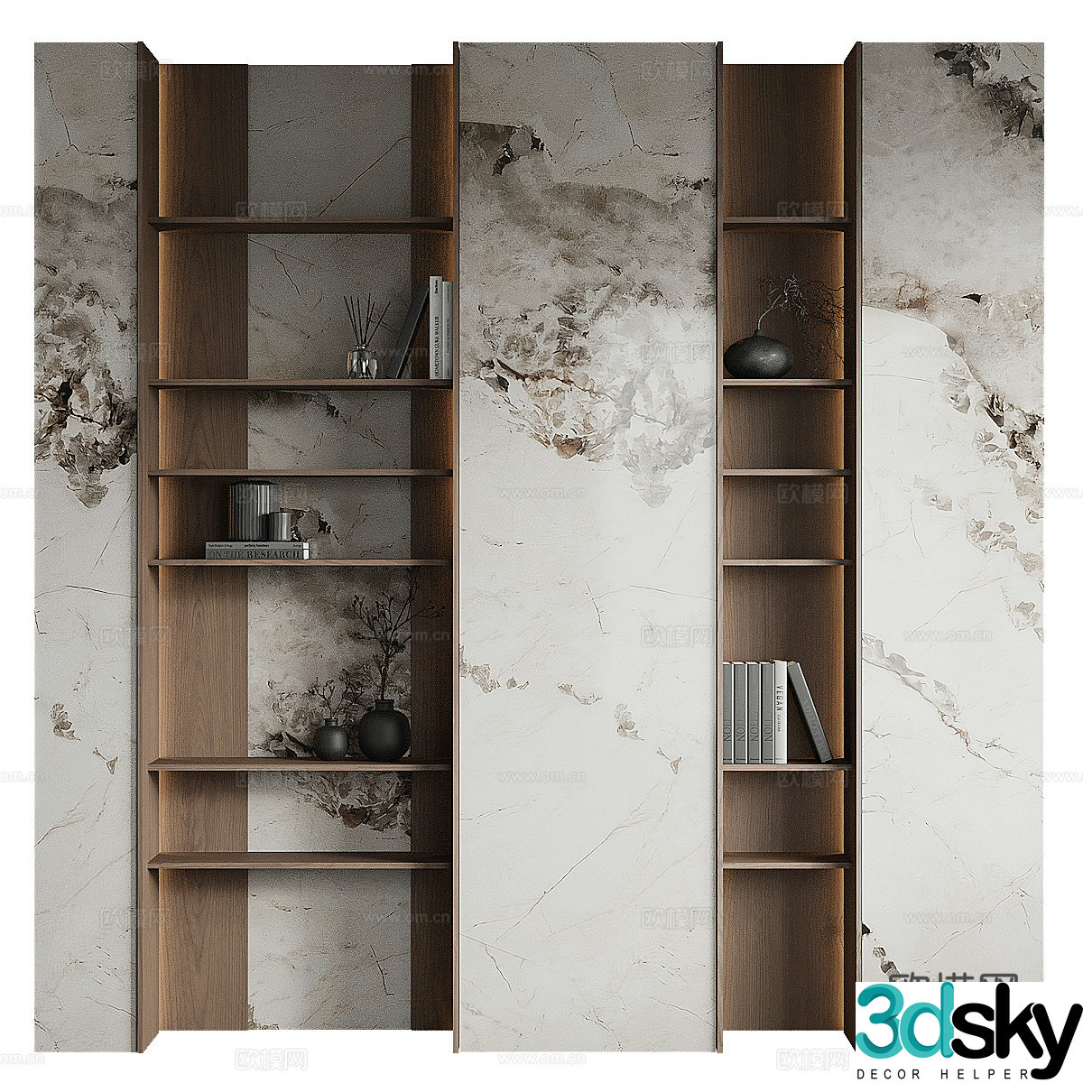 New Chinese style light luxury decorative cabinet bookcase display cabinet 3D model