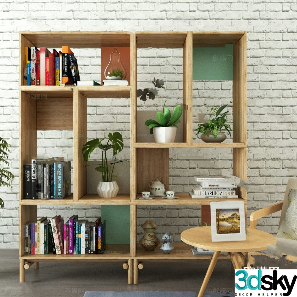 Modern bookcase model 3d model