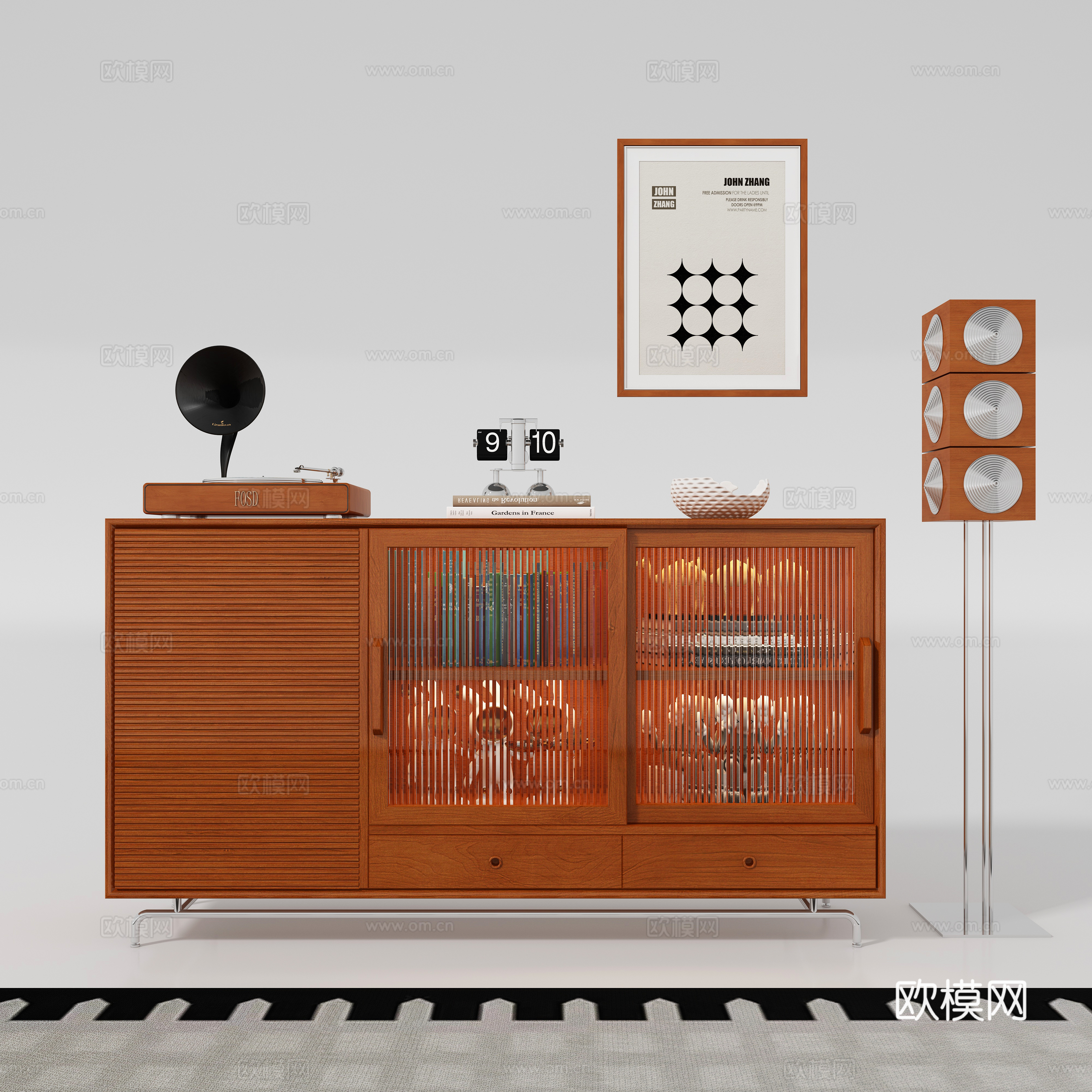 Middle-aged side cabinet 3D model of entrance cabinet