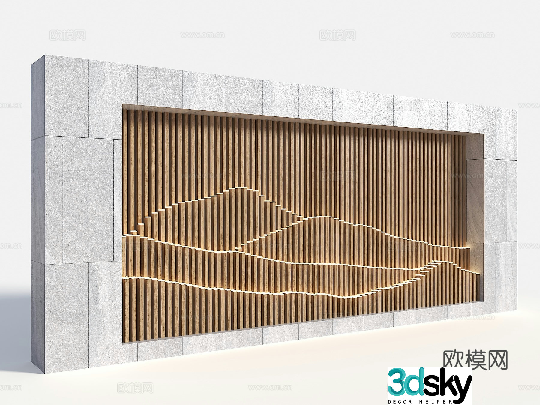 Modern courtyard landscape wall landscape wall format landscape wall new Chinese style landscape wall community landscape wall 3D model