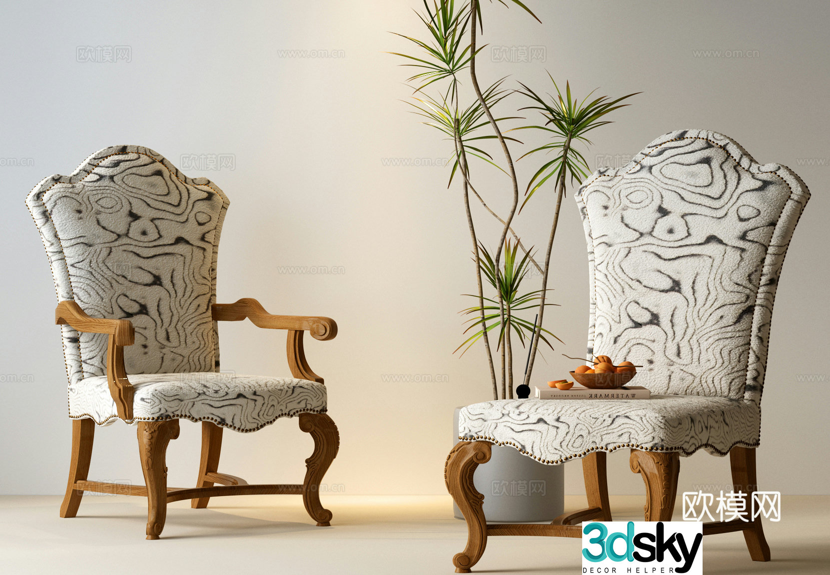 French medieval dining chair American dining chair American single chair French medieval single chair Plant 3D model