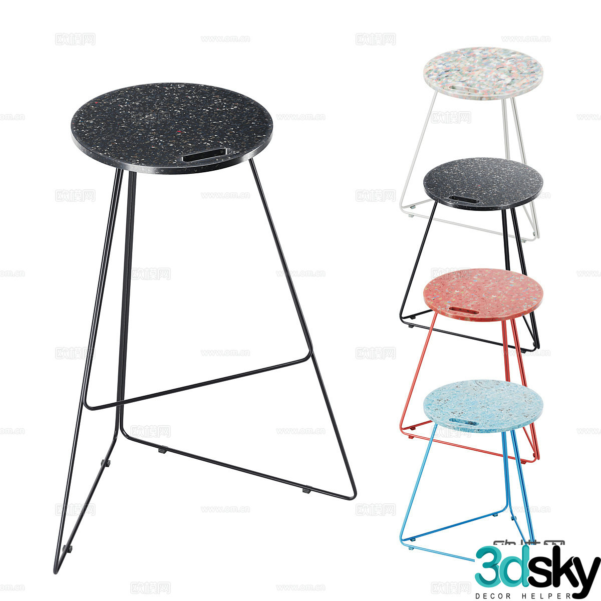 Modern Italian minimalist stainless steel bar chair 3d model