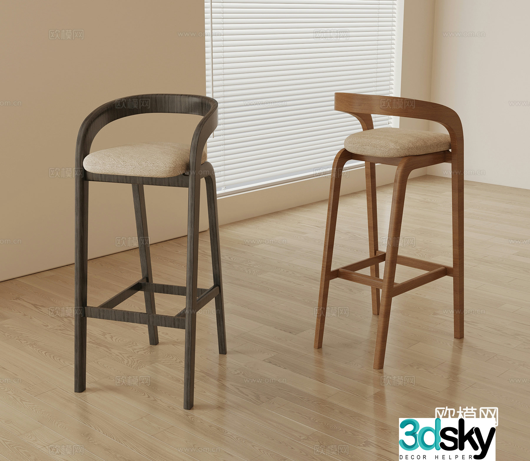 Bar stool French medieval style bar stool 3D model