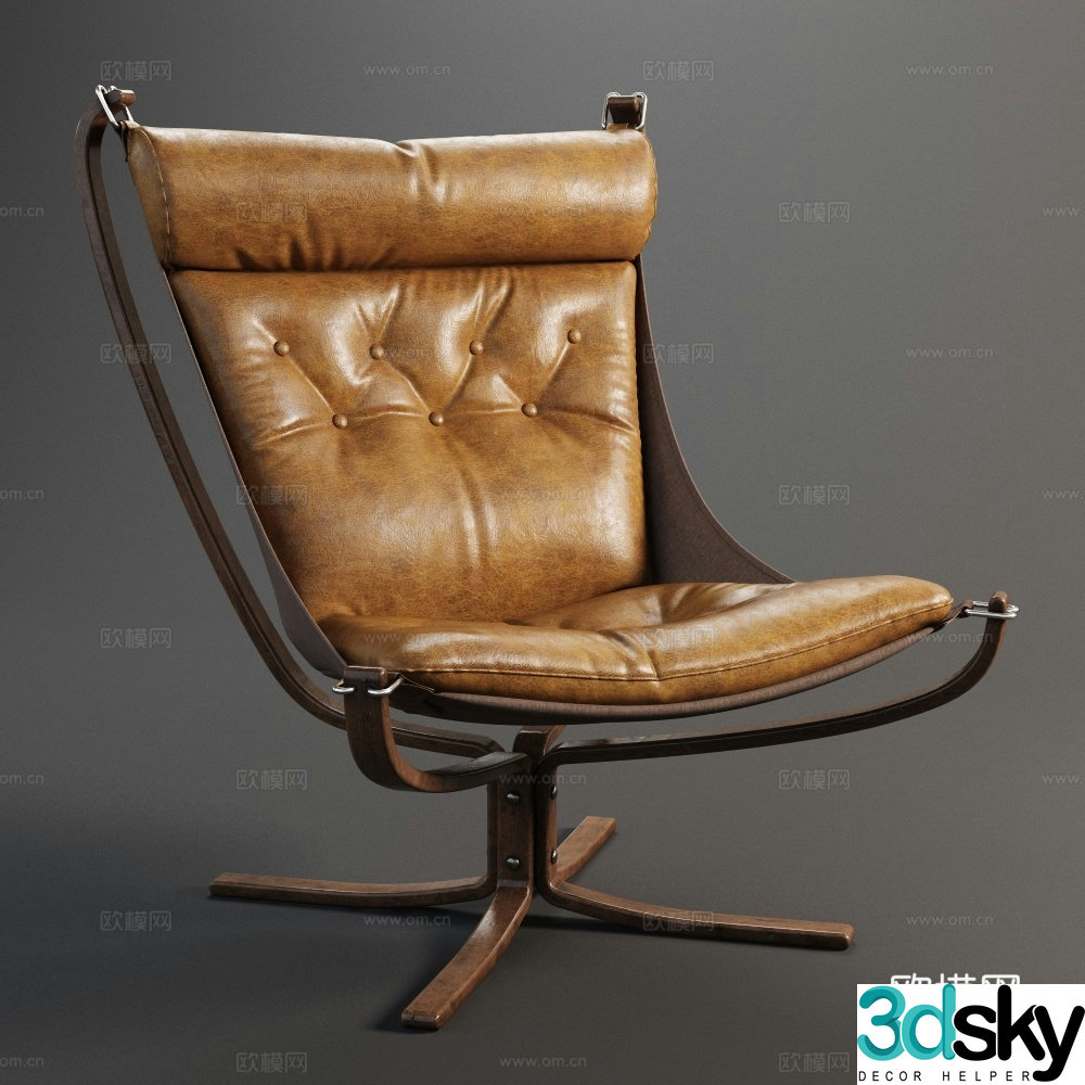Medium style leisure chair office chair staff chair single chair 3d model