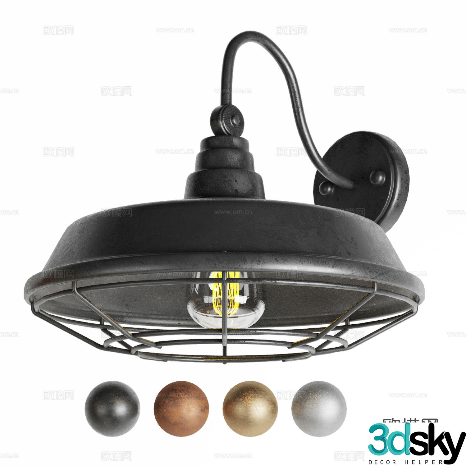 Modern industrial style outdoor metal wall lamp 3d model