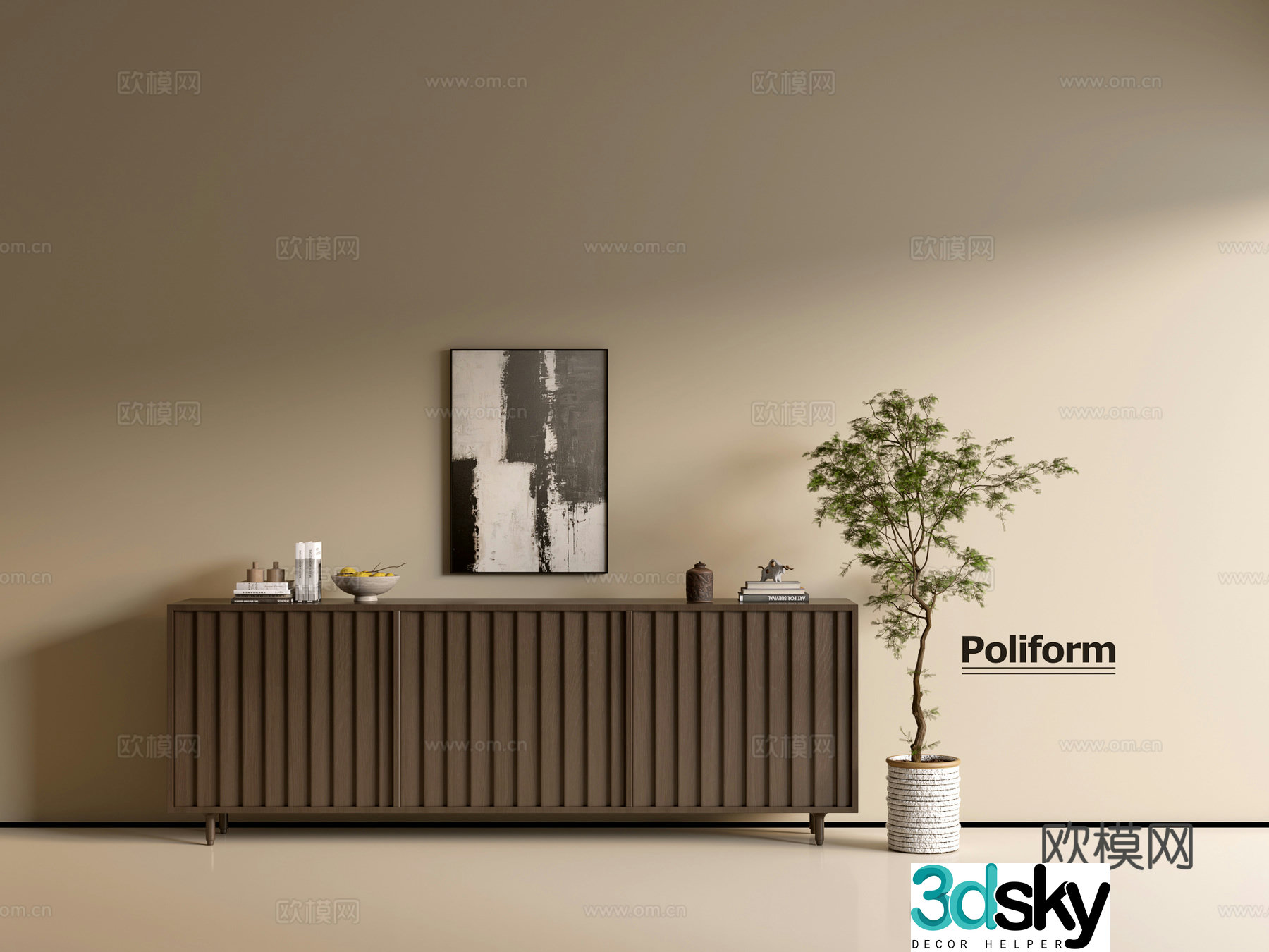 Modern wood grain cabinet ins wind minimalist wind cabinet whole cabinet sideboard balcony cabinet storage 3D model