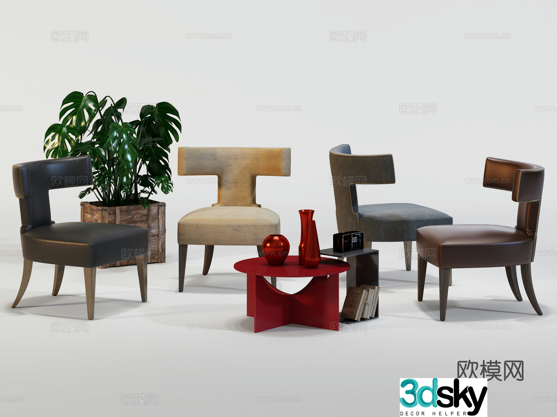Modern leisure chair Book chair Dining chair Single chair 3d model