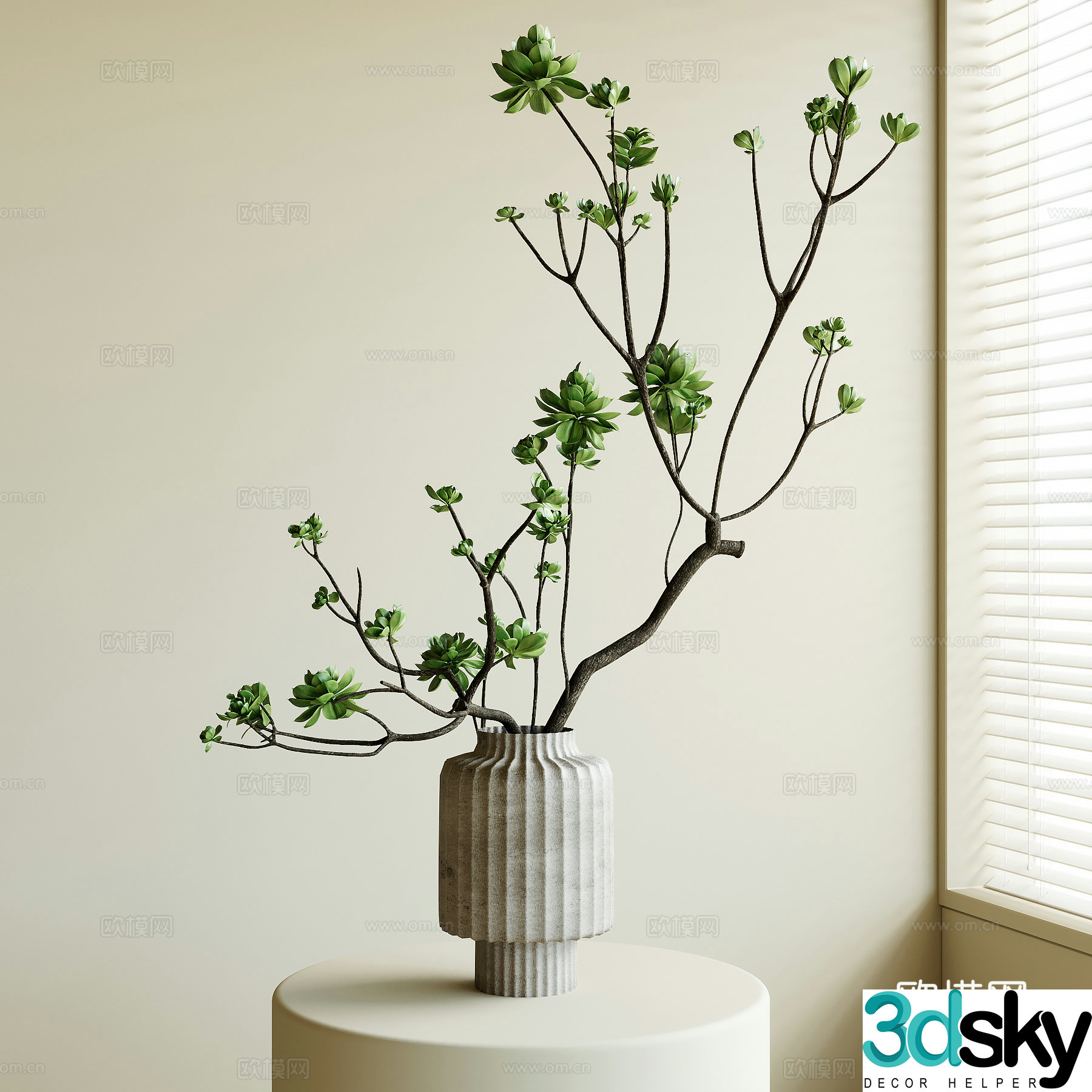 Modern vase flower art 3d model