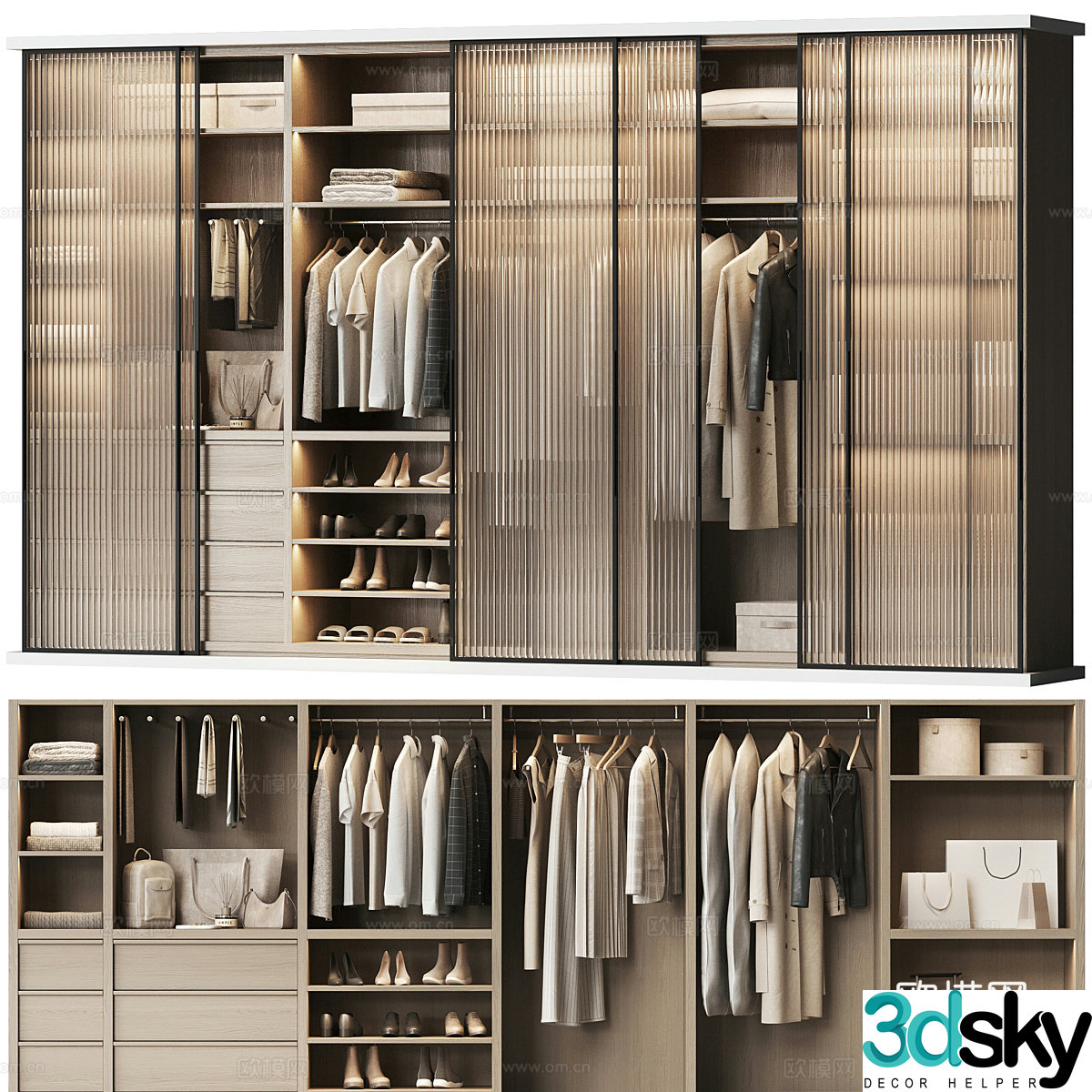 Modern Italian minimalist wardrobe 3d model