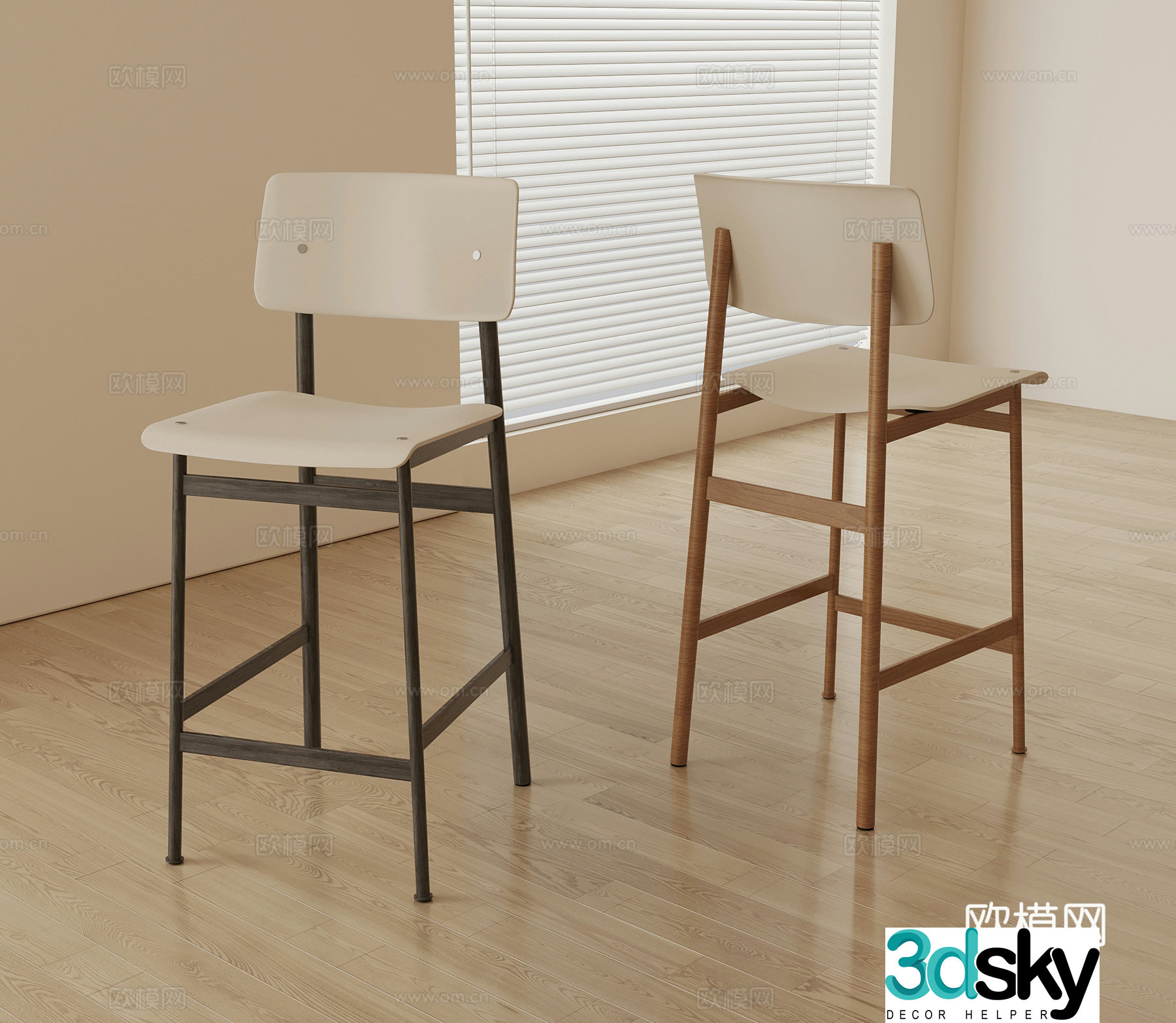 Bar stool French medieval style bar stool 3D model