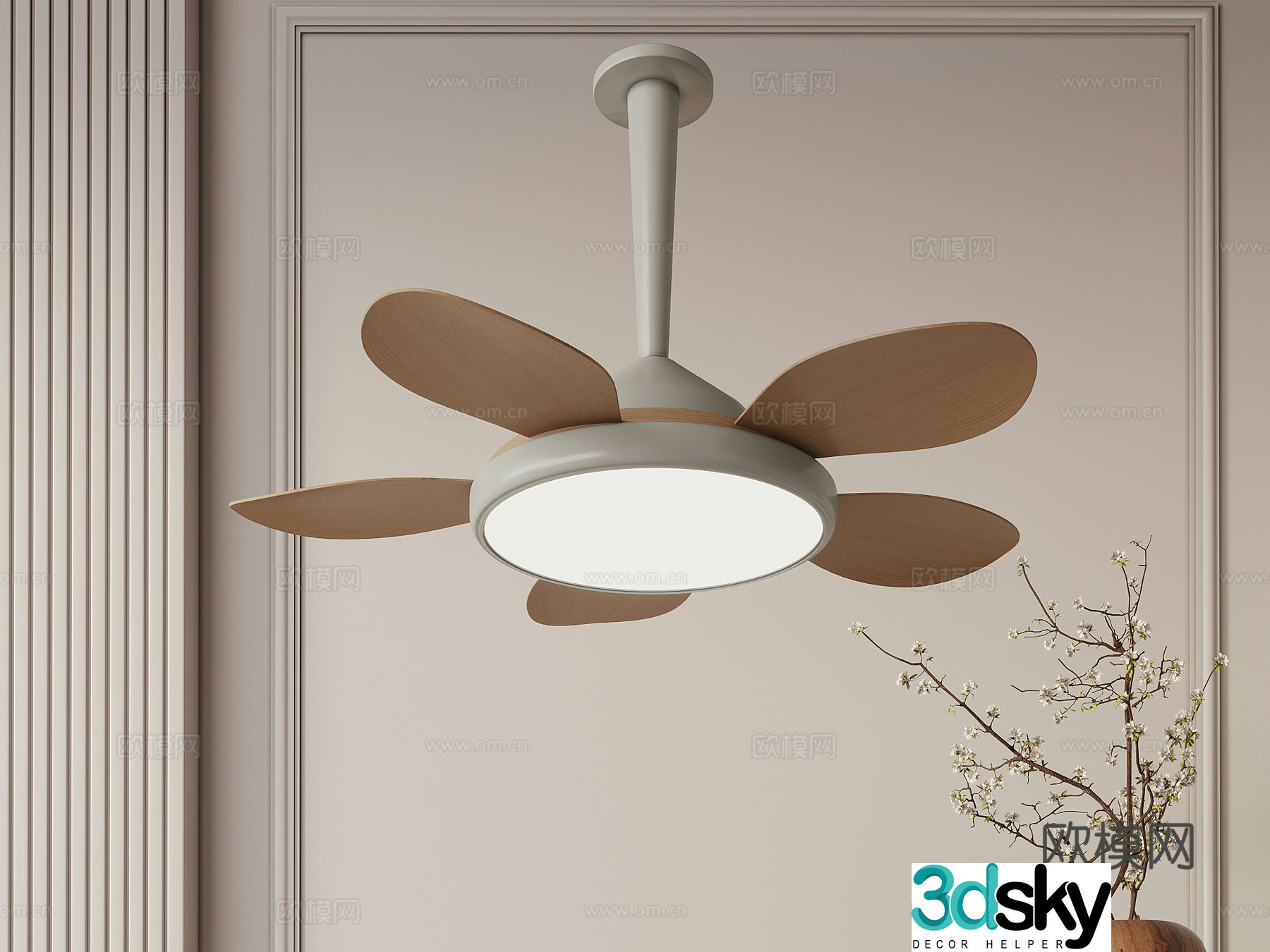 Modern minimalist chandelier fan light 3d model