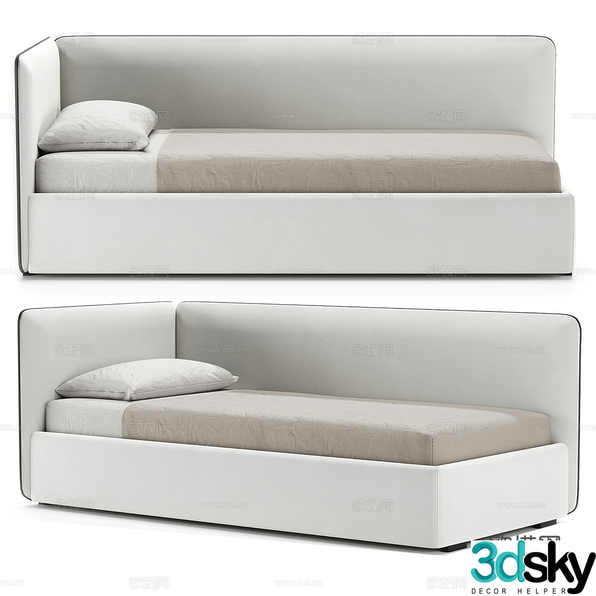 Modern simple single bed Single bed Simple bed Bedroom bed Pillow 3D model