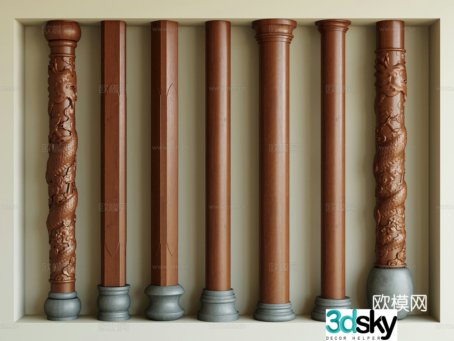 New Chinese column 3D model