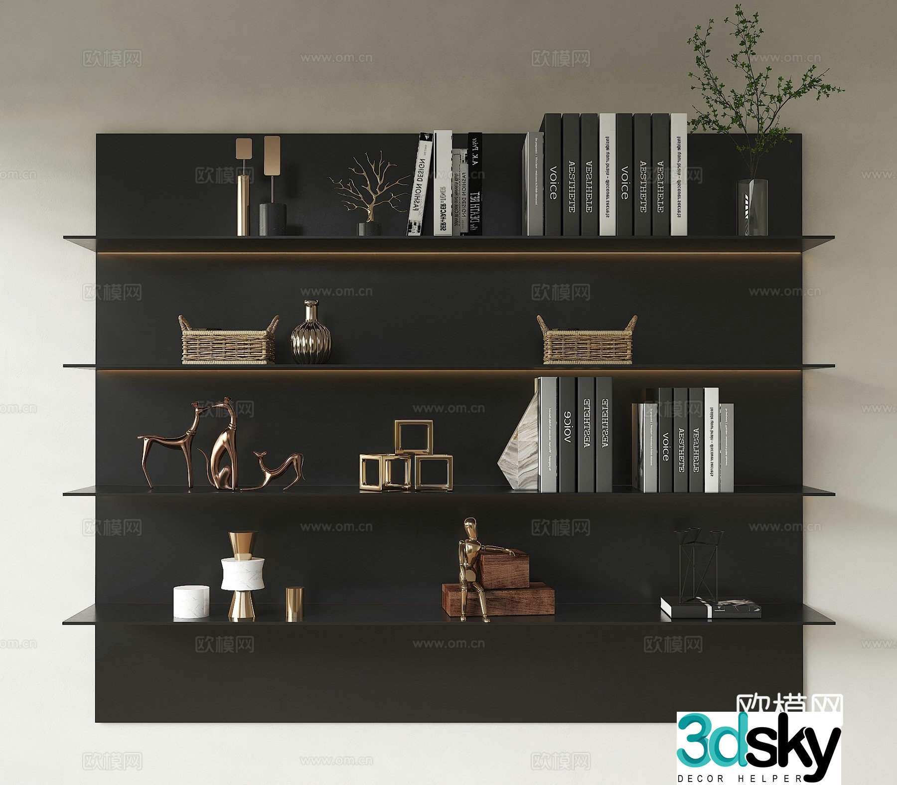 Modern minimalist stainless steel storage rack Stainless steel rack book Metal fixed storage rack Decorative 3D model