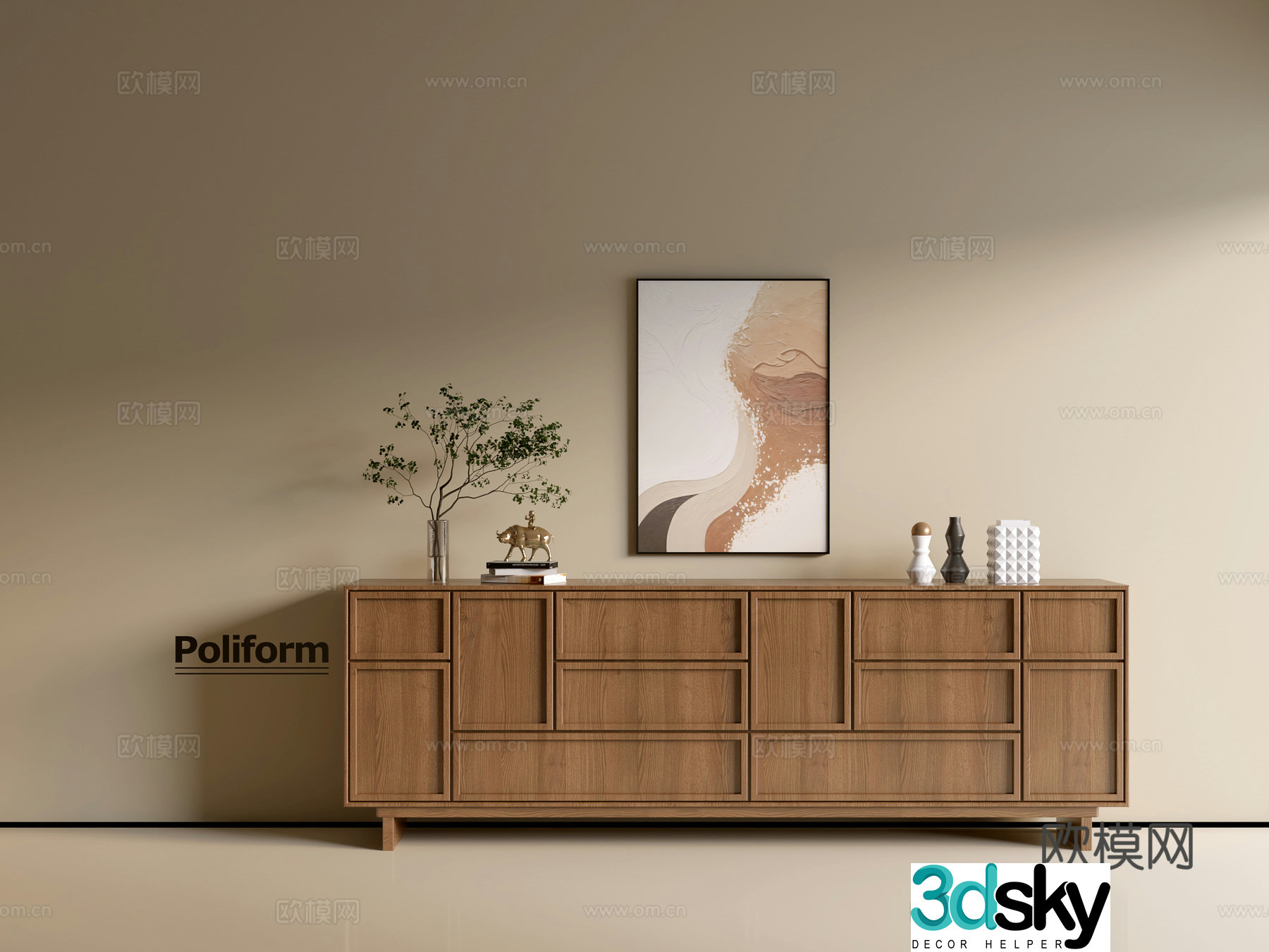 Modern wood grain cabinet ins wind minimalist wind cabinet whole cabinet sideboard balcony cabinet storage 3D model