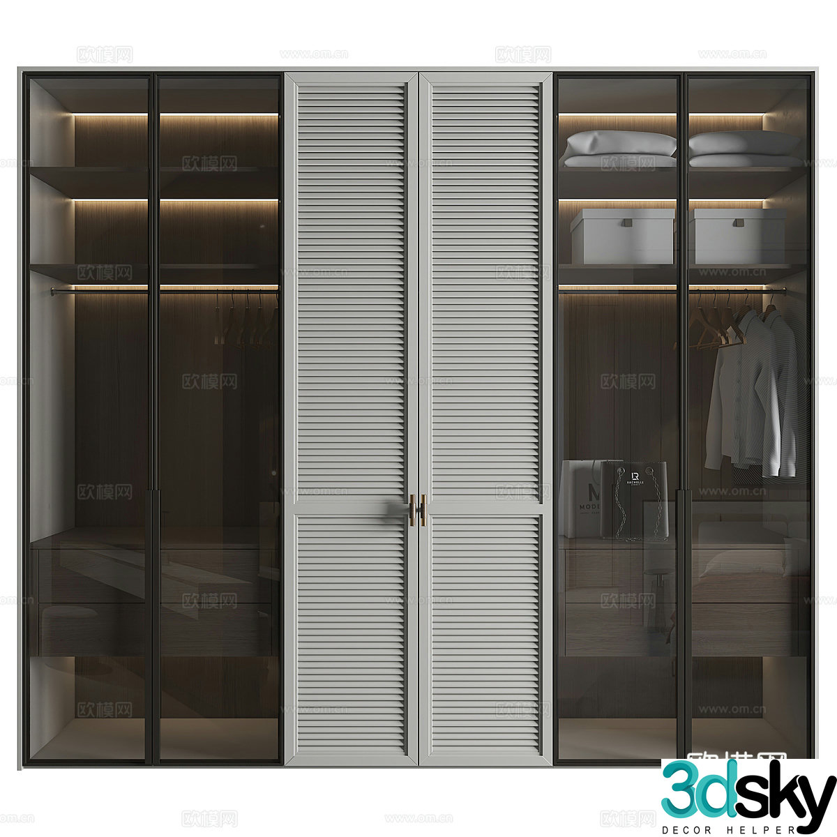 Modern Italian minimalist glass wardrobe 3d model