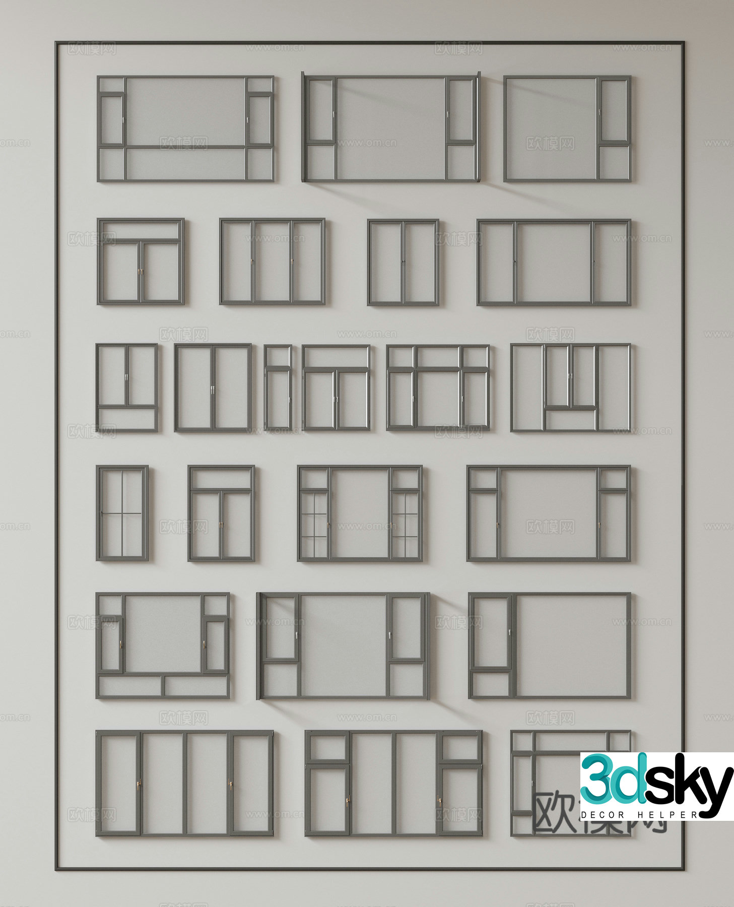 Modern window combination window glass window floor-to-ceiling window balcony window bay window bedroom window sliding window 3D model