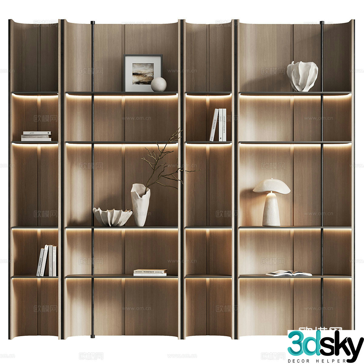 New Chinese style light luxury decorative rack bookcase 3D model