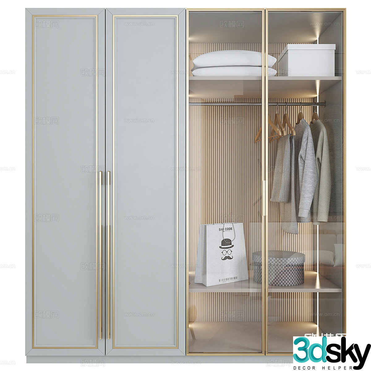 Modern light luxury wardrobe 3d model