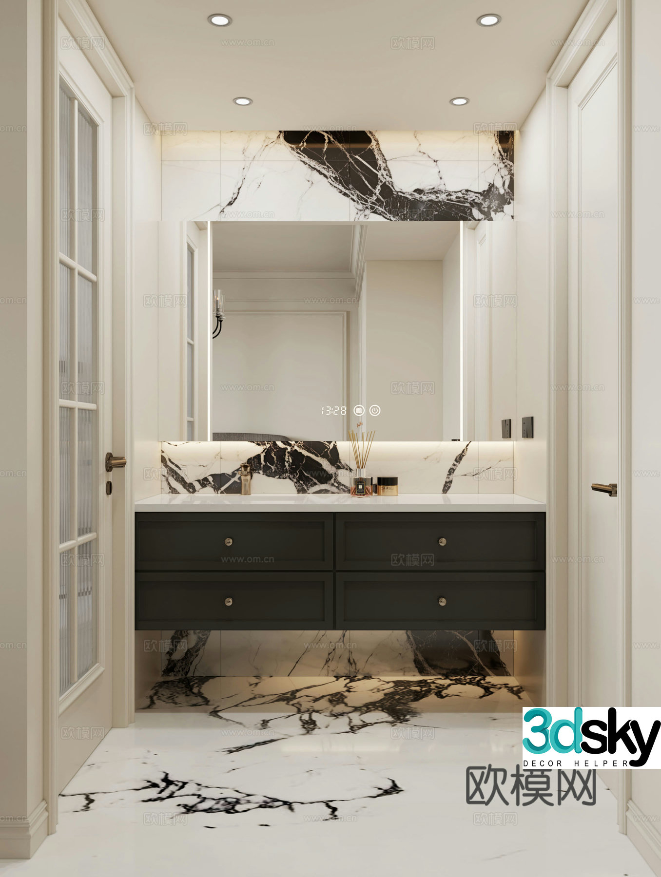 French dry area bathroom 3D model