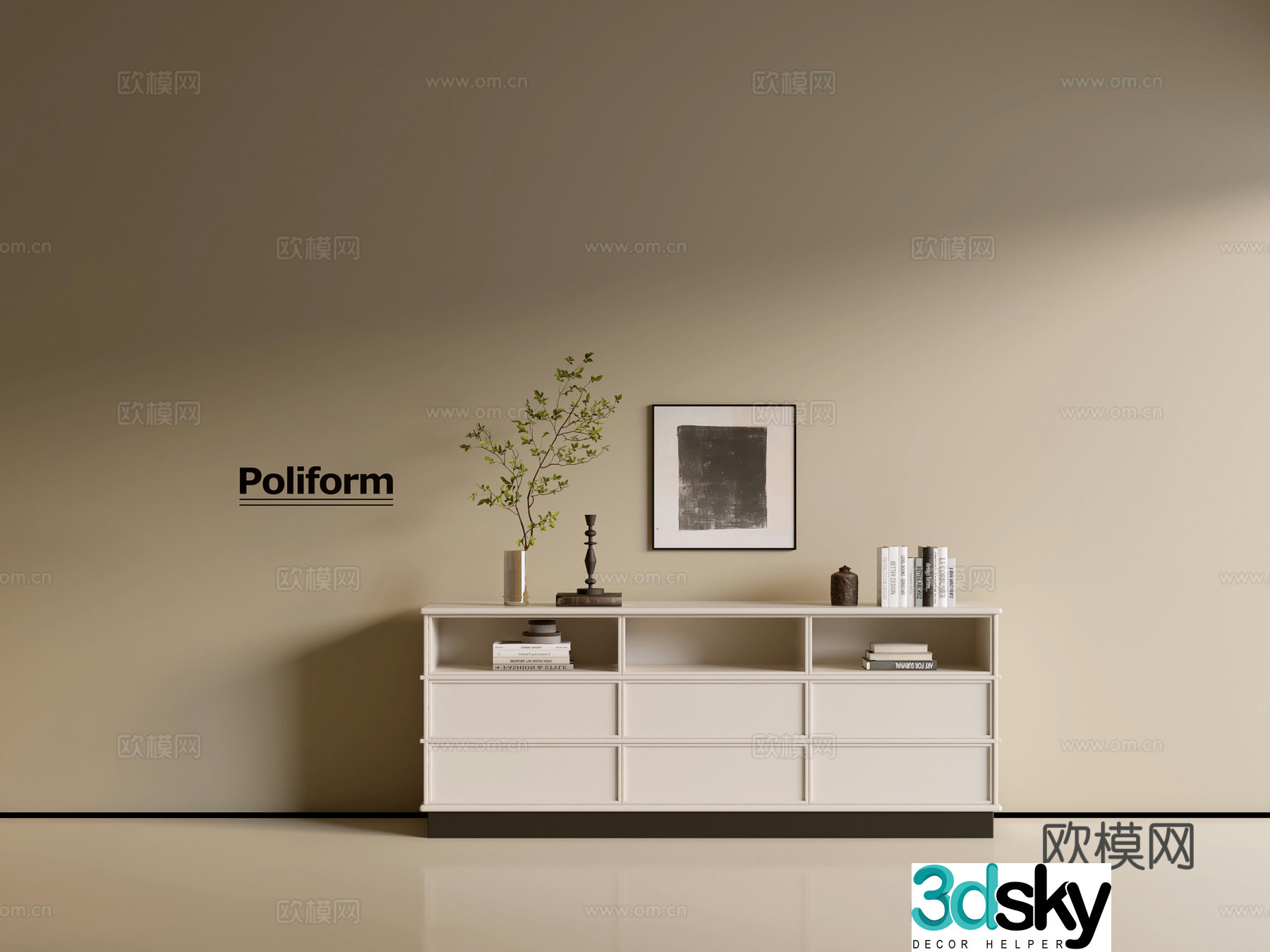 Modern wood grain TV cabinet simple side cabinet chest of drawers low cabinet whole cabinet side cabinet balcony 3D model